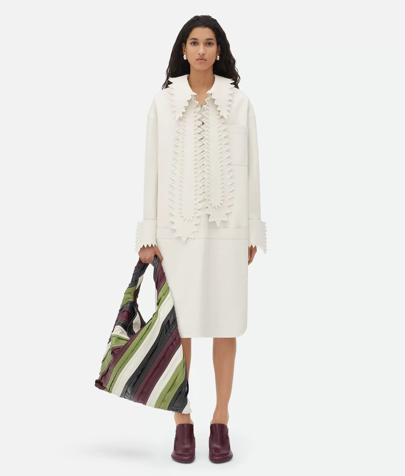 Pelle | Abiti^Bottega Veneta Abito In Pelle Con Ricamo Inglese White