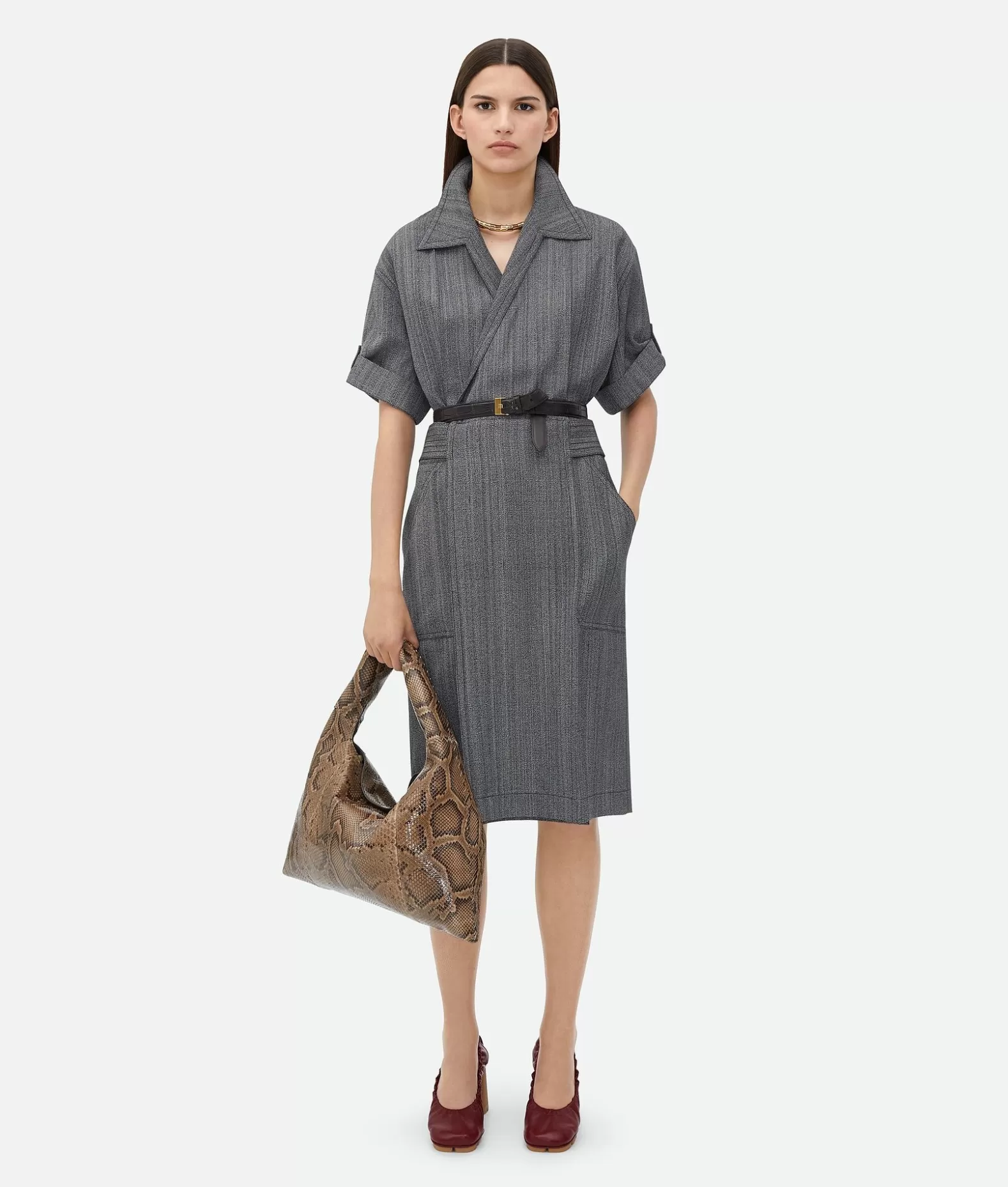 Abiti^Bottega Veneta Abito In Viscosa E Seta Charcoal/nickel