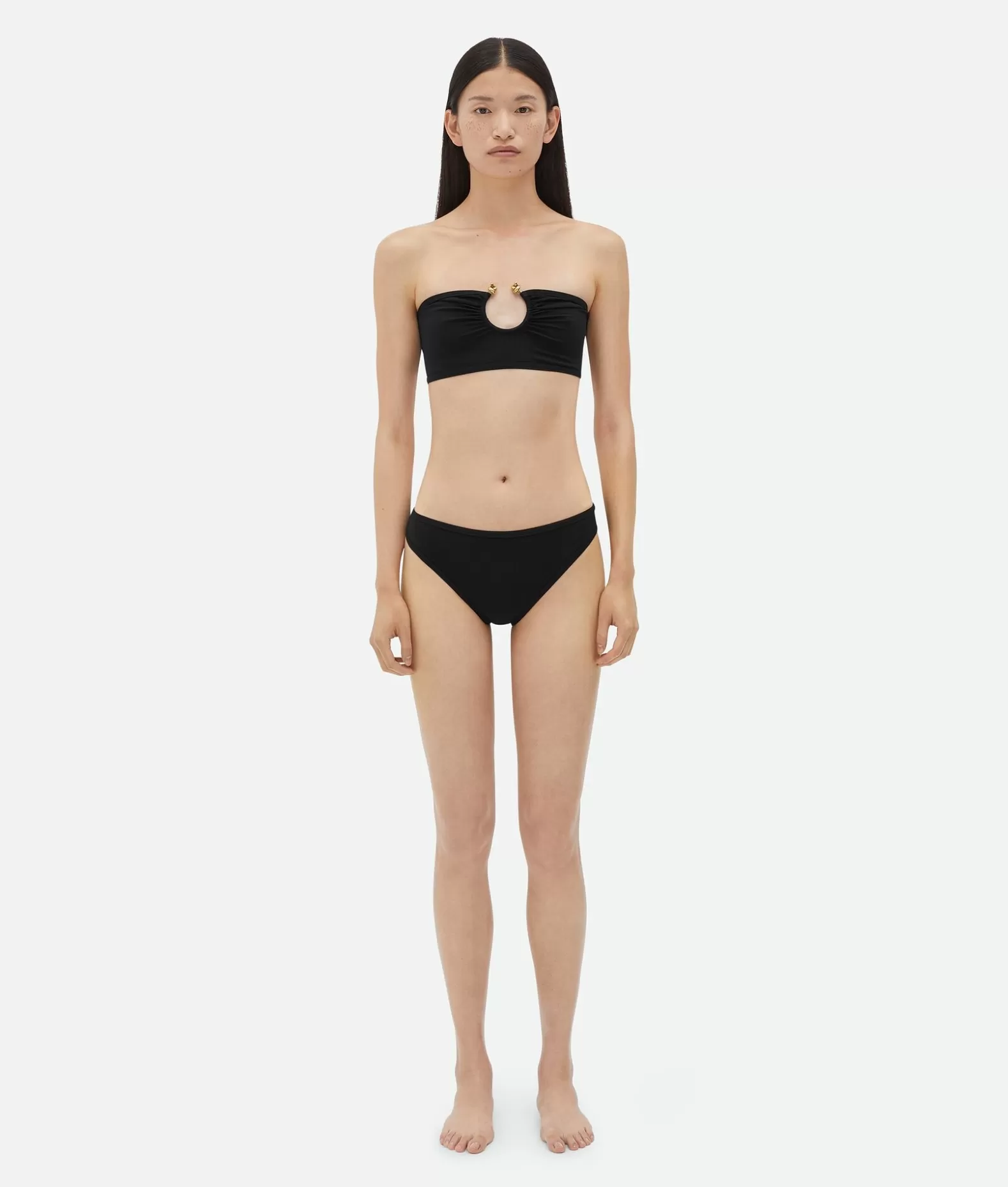 Costumi^Bottega Veneta Bikini In Nylon Stretch Con Anello Knot Black