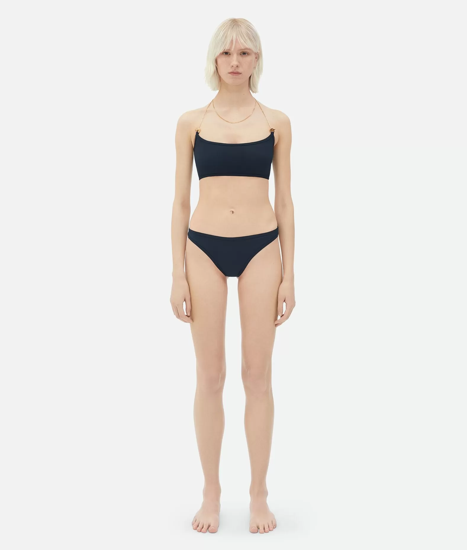 Costumi^Bottega Veneta Bikini In Nylon Stretch Con Catene Navy