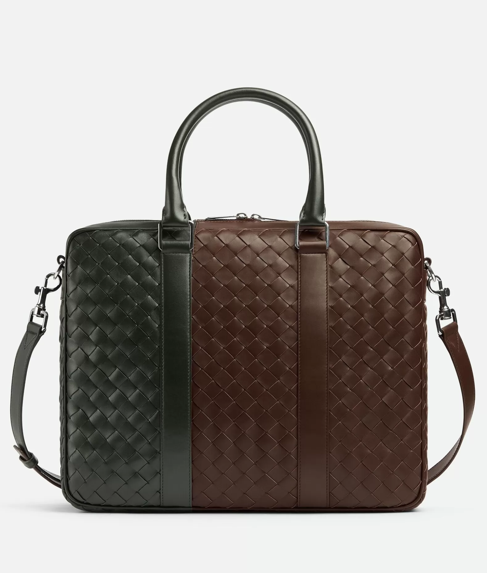 Business^Bottega Veneta Borsa Da Business Intrecciato Grande Light brown / Dark green