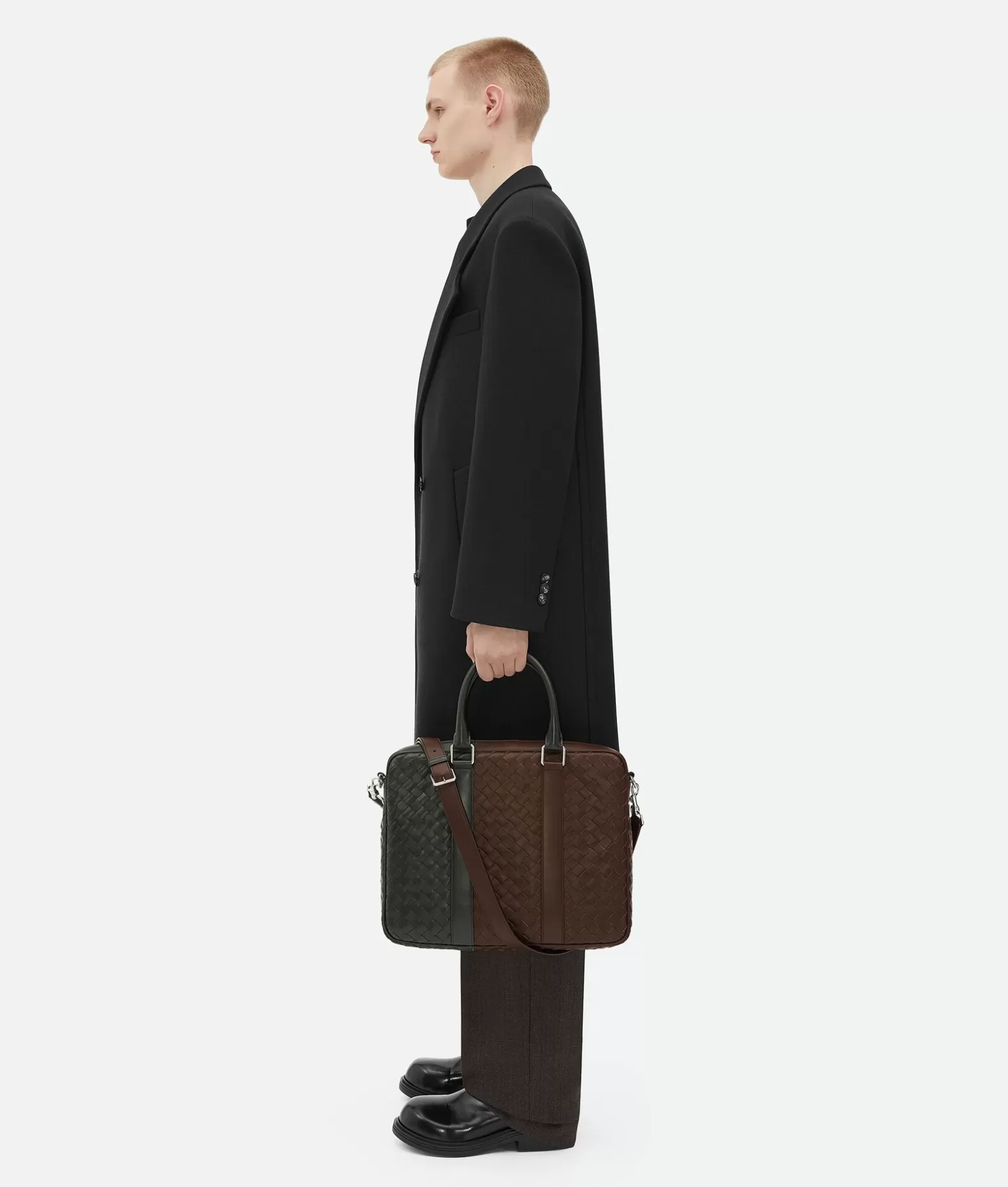 Business^Bottega Veneta Borsa Da Business Intrecciato Grande Light brown / Dark green