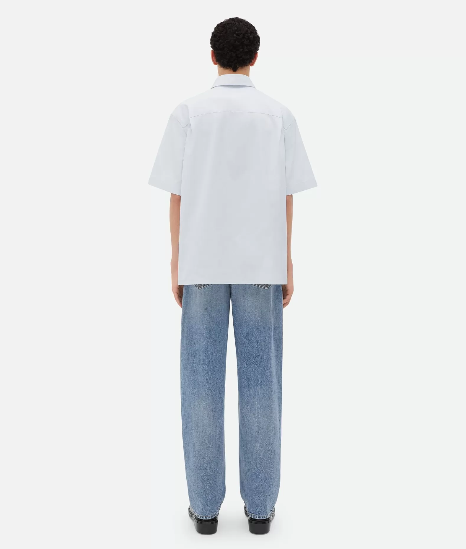 Camicie^Bottega Veneta Camicia A Maniche Corte In Tela Di Cotone Morning mist