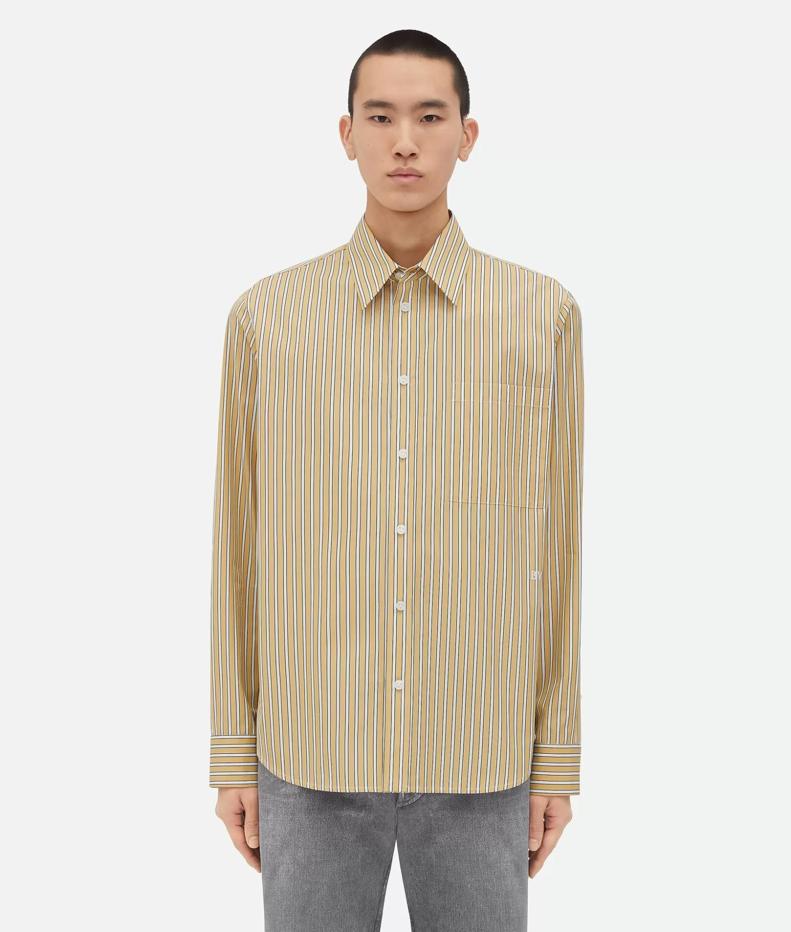 Camicie^Bottega Veneta Camicia A Righe In Popeline Yellow/white