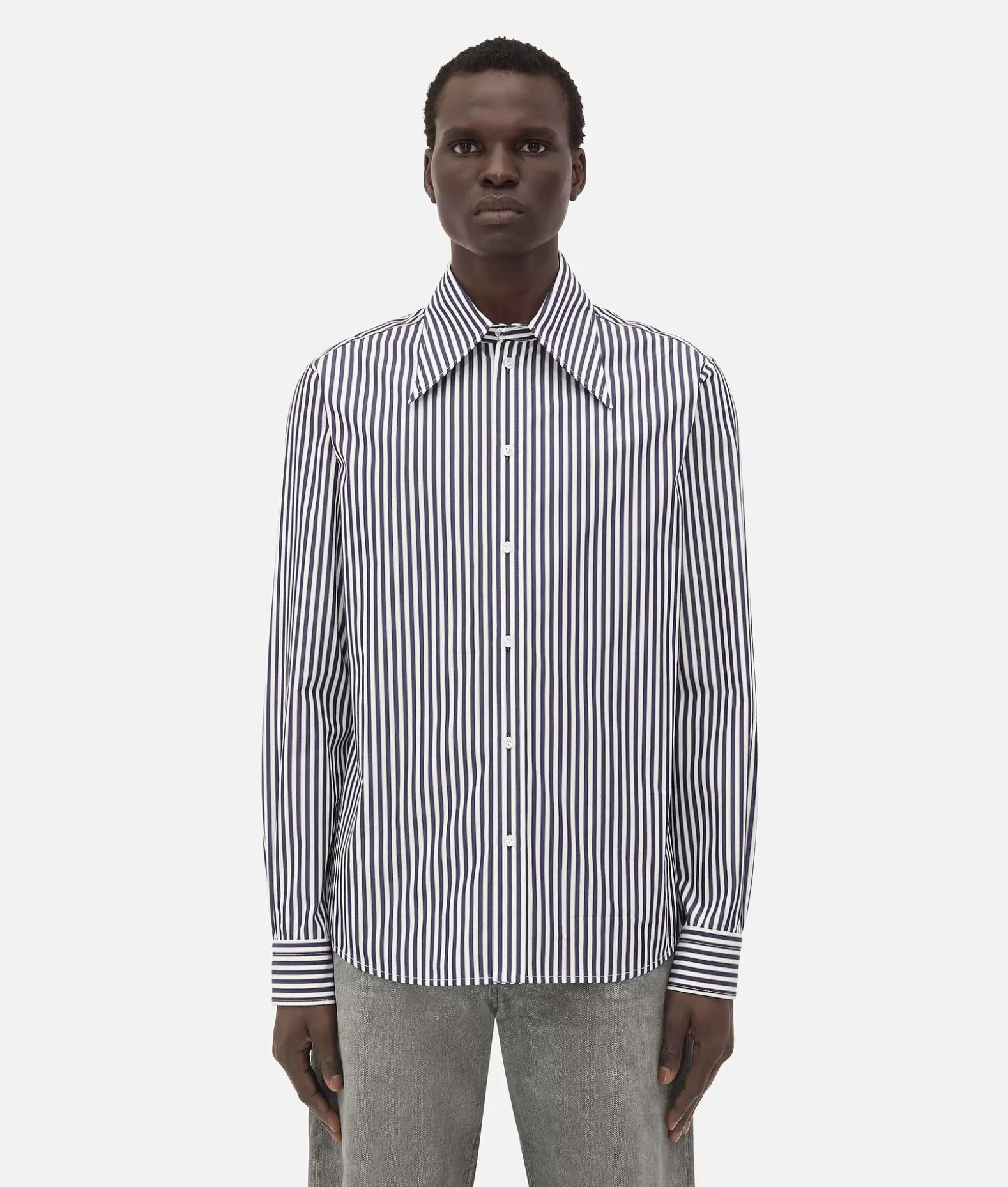 Camicie^Bottega Veneta Camicia A Righe In Popeline Blue/white