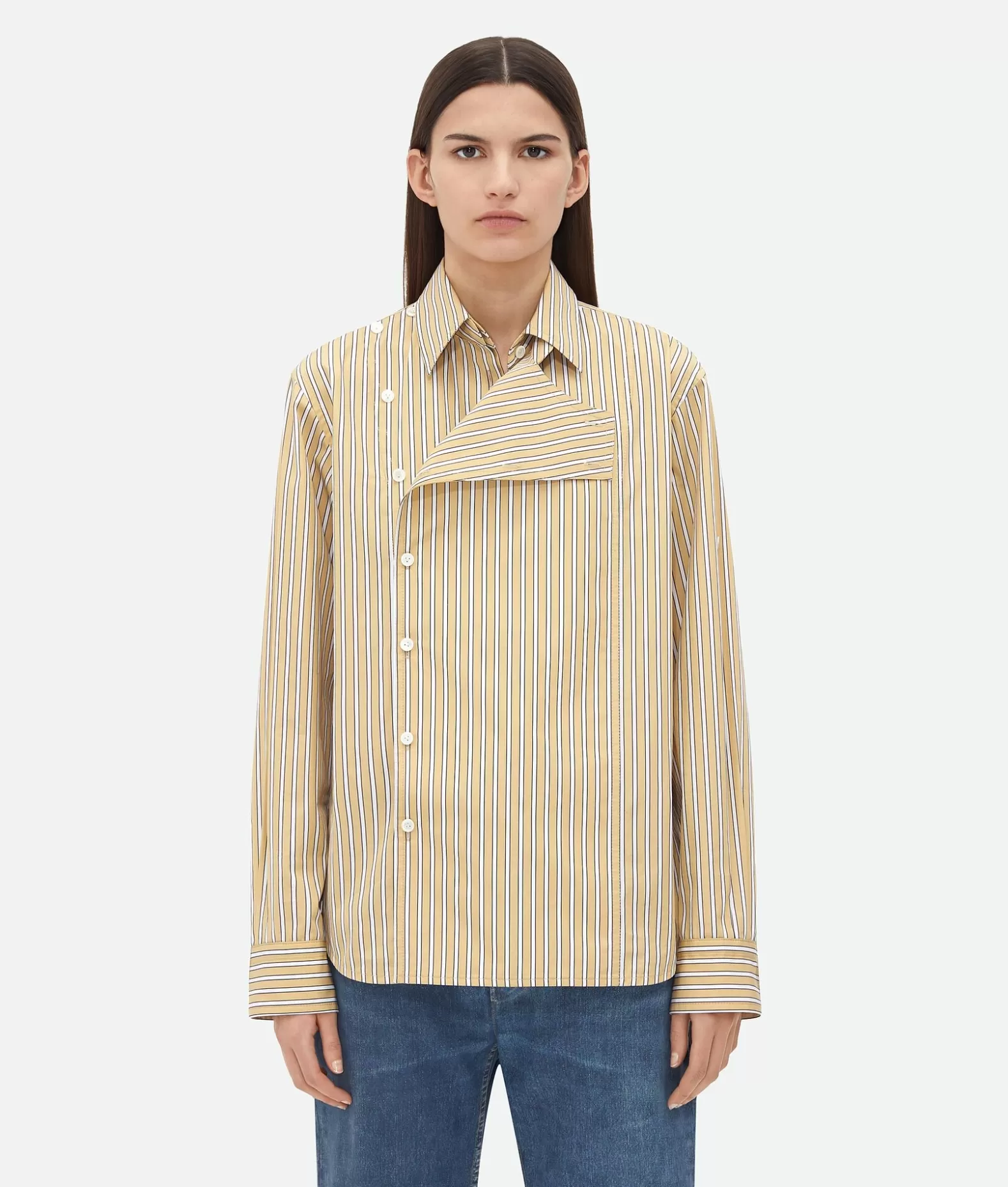 Camicie^Bottega Veneta Camicia A Righe In Popeline Yellow/white