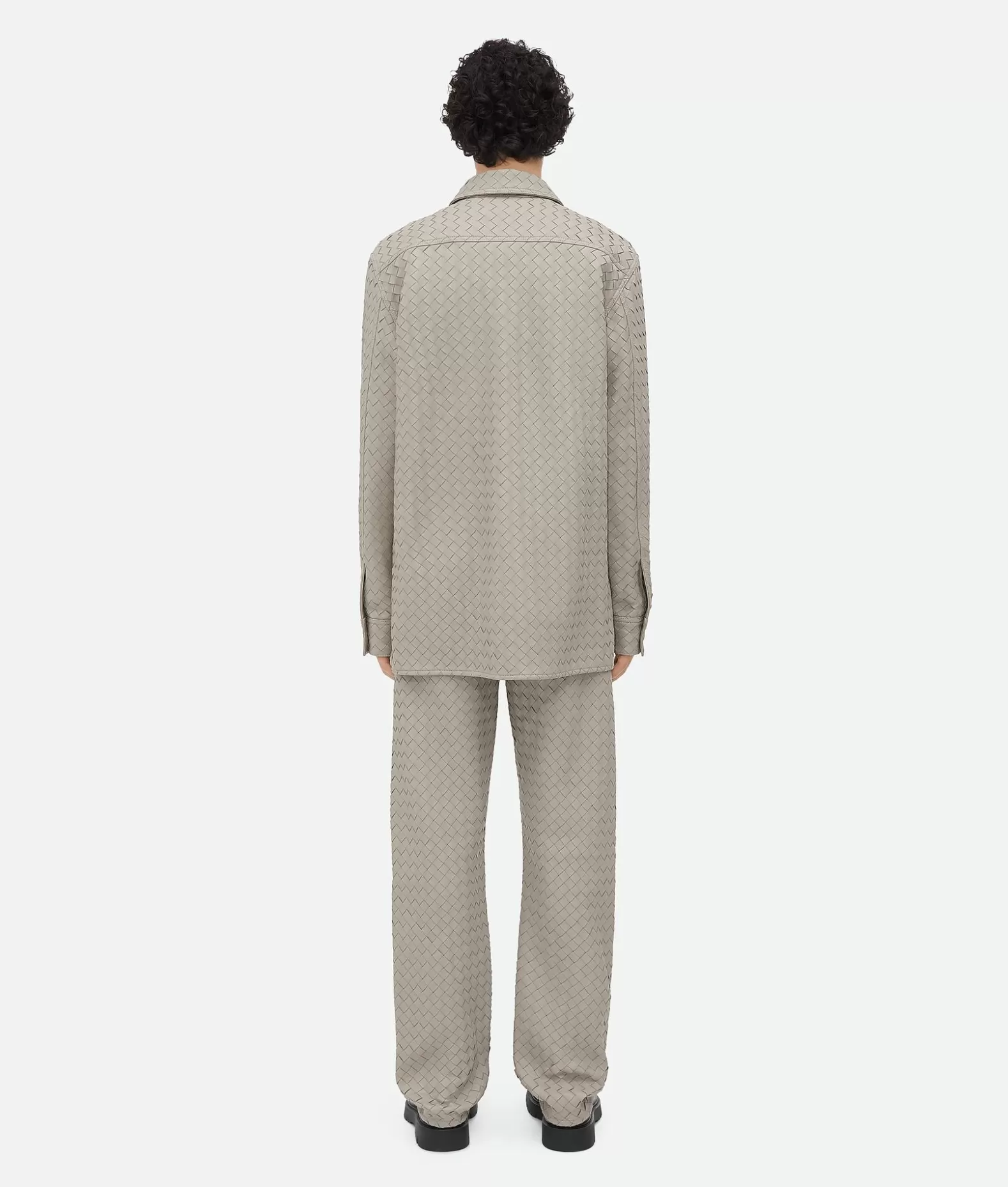 Camicie | Pelle^Bottega Veneta Camicia Dal Taglio Morbido In Pelle Con Motivo Intrecciato Metallic mist