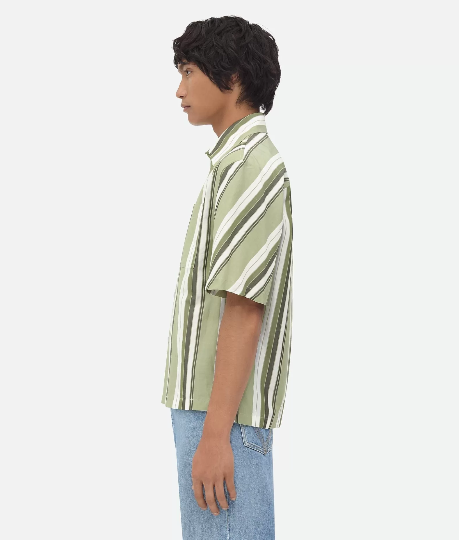 Camicie^Bottega Veneta Camicia In Cotone A Righe Pale green/white