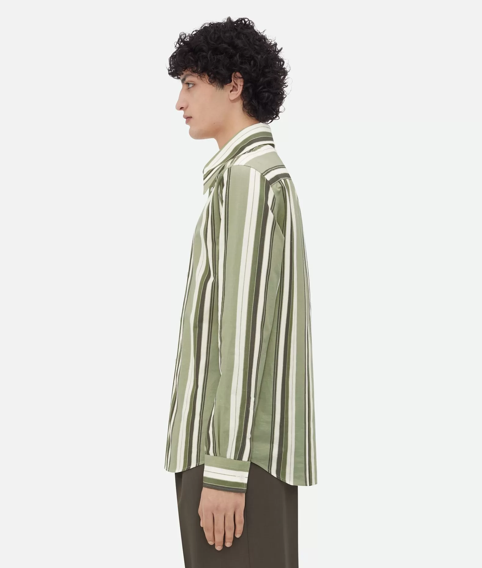 Camicie^Bottega Veneta Camicia In Cotone A Righe Pale green/white