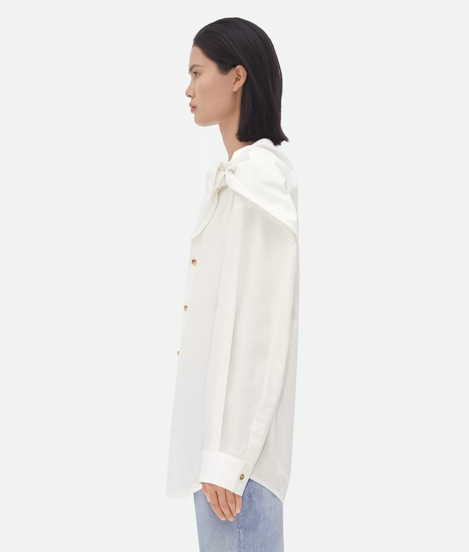 Camicie^Bottega Veneta Camicia In Cotone Compatto Con Dettagli Annodati White