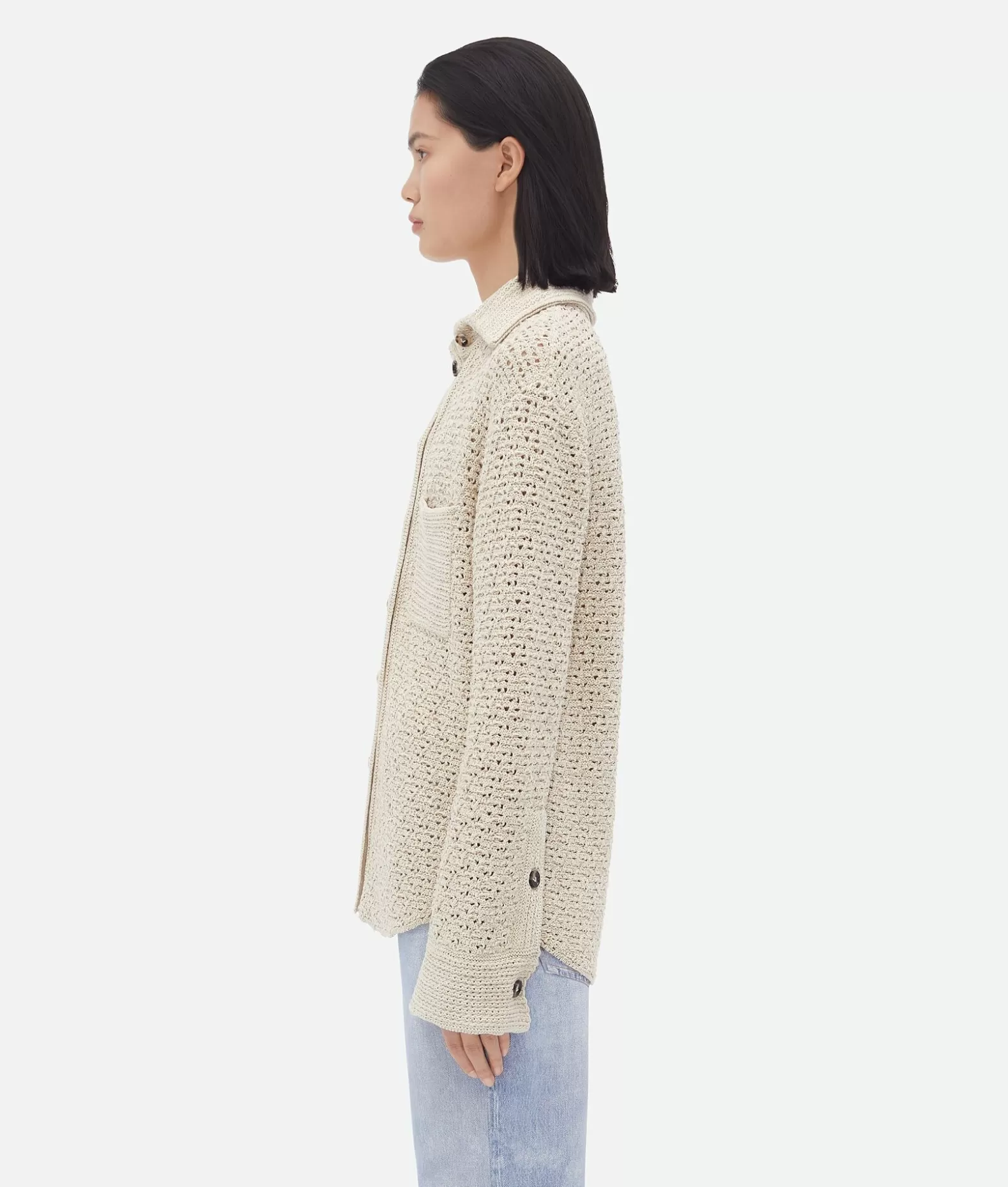 Camicie | Maglieria^Bottega Veneta Camicia In Cotone Effetto Crochet Bone/cloud