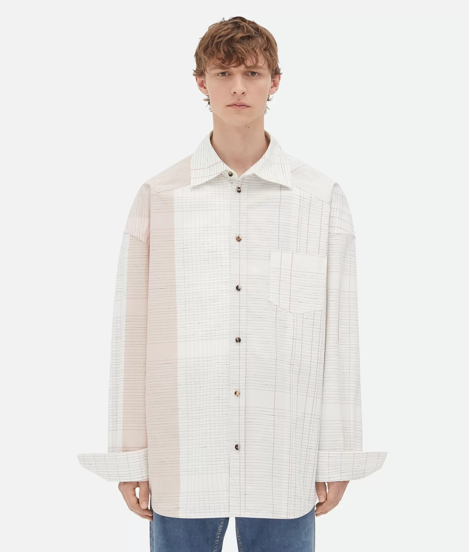 Camicie^Bottega Veneta Camicia In Cotone Notebook Off white/pink