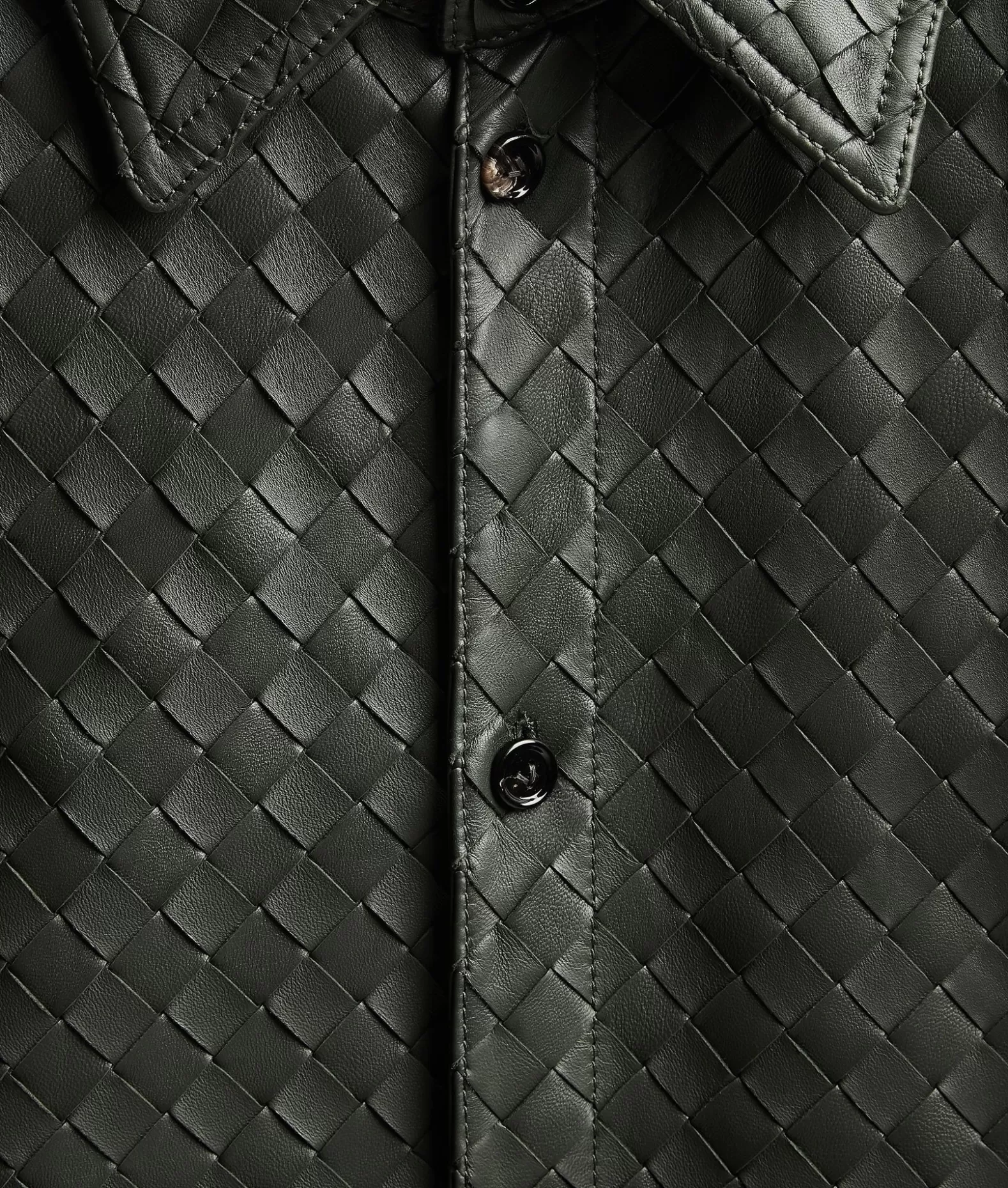Pelle^Bottega Veneta Camicia In Pelle Con Motivo Intrecciato Dal Taglio Morbido Green