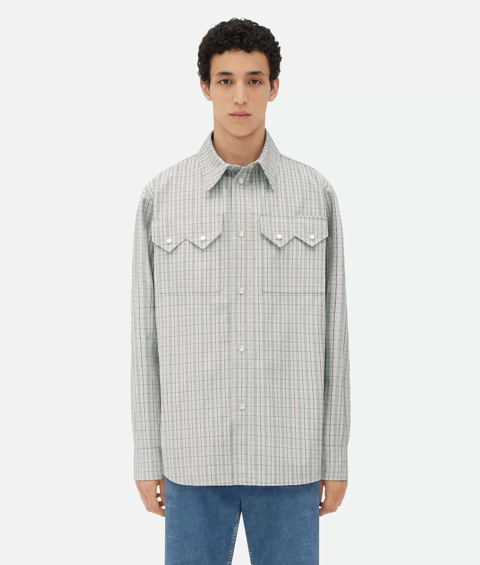 Camicie | Pelle^Bottega Veneta Camicia In Pelle Stampata White/grey/mint