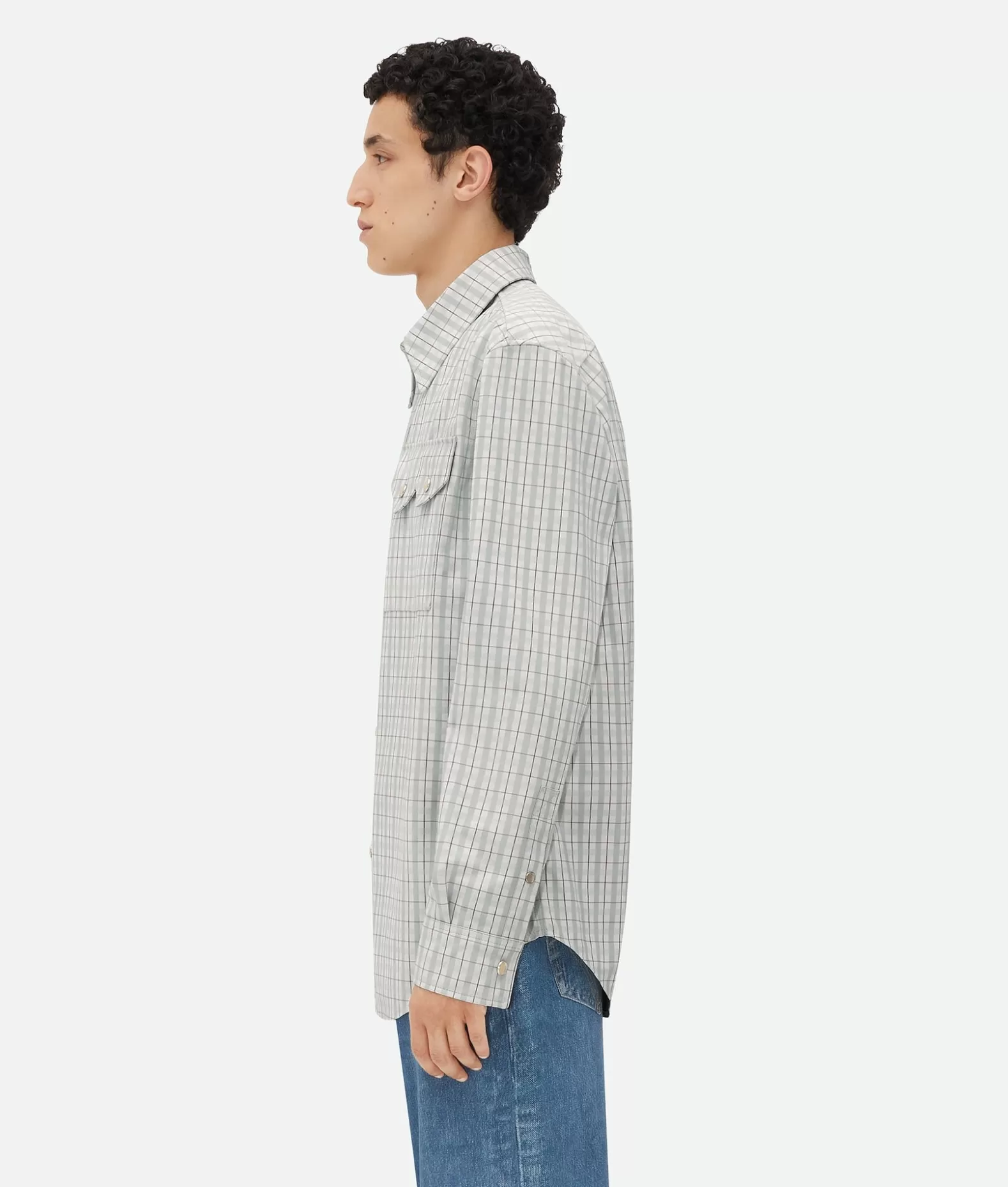 Camicie | Pelle^Bottega Veneta Camicia In Pelle Stampata White/grey/mint