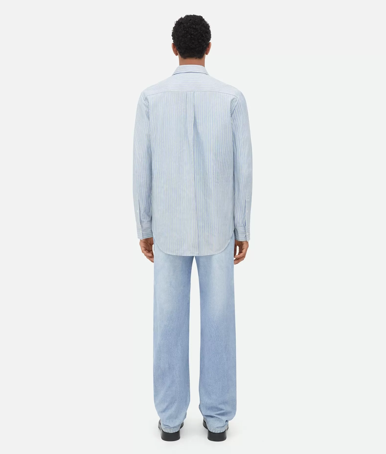 Camicie | Pelle^Bottega Veneta Camicia In Pelle Stampata Dal Taglio Morbido Light blue / White