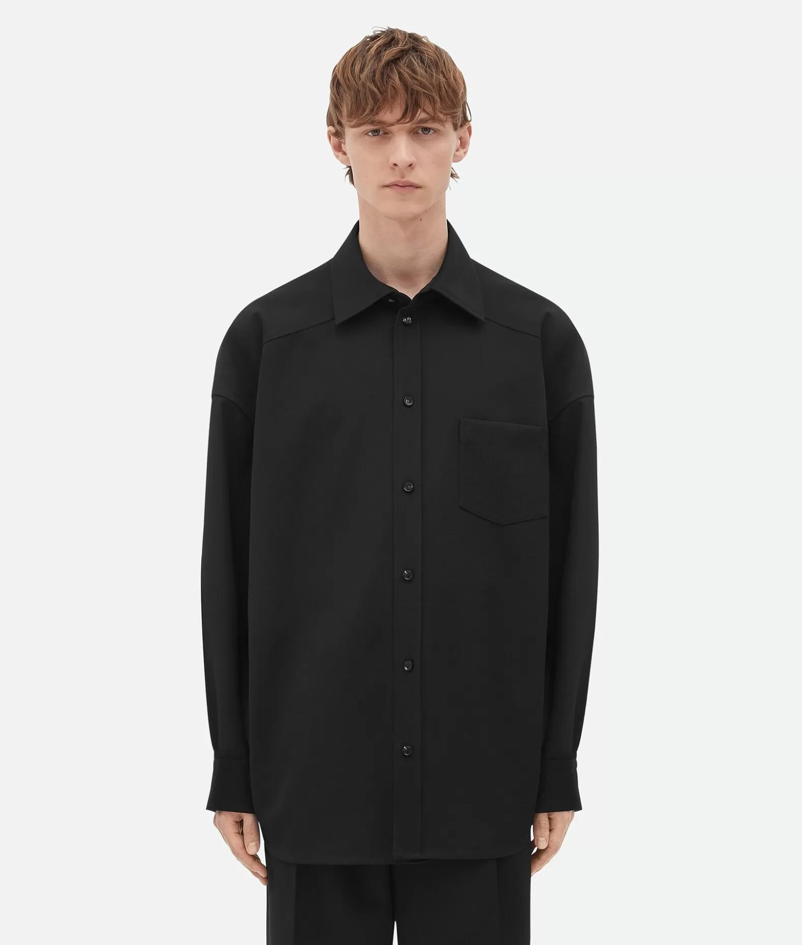 Camicie^Bottega Veneta Camicia In Twill Di Lana Black