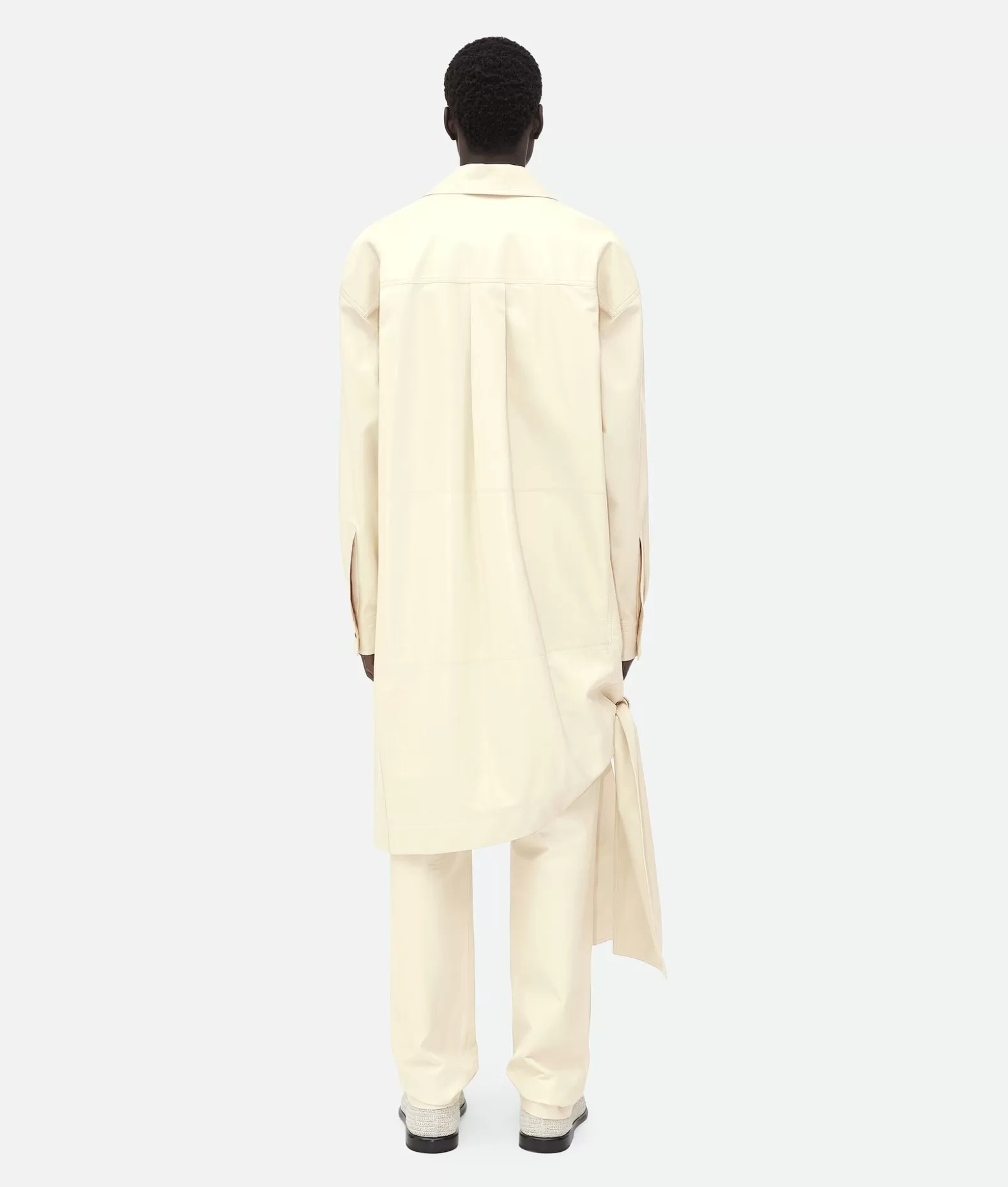 Pelle | Camicie^Bottega Veneta Camicia Lunga In Pelle Lucida Con Dettaglio Annodato Pastry
