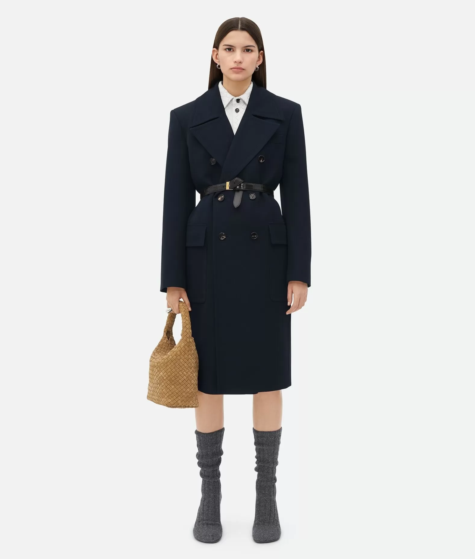 Cappotti^Bottega Veneta Cappotto In Gabardine Di Lana Midnight blue