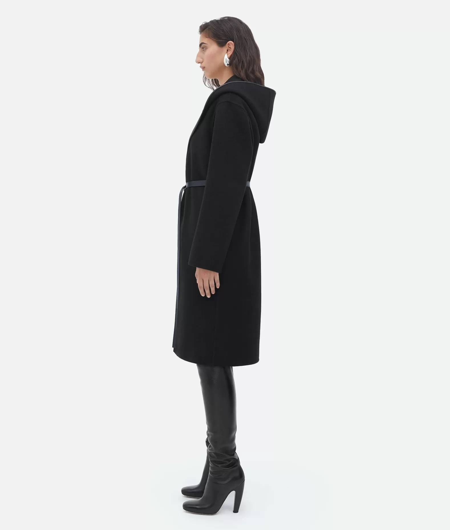 Cappotti^Bottega Veneta Cappotto In Lana E Cashmere Con Cappuccio Black