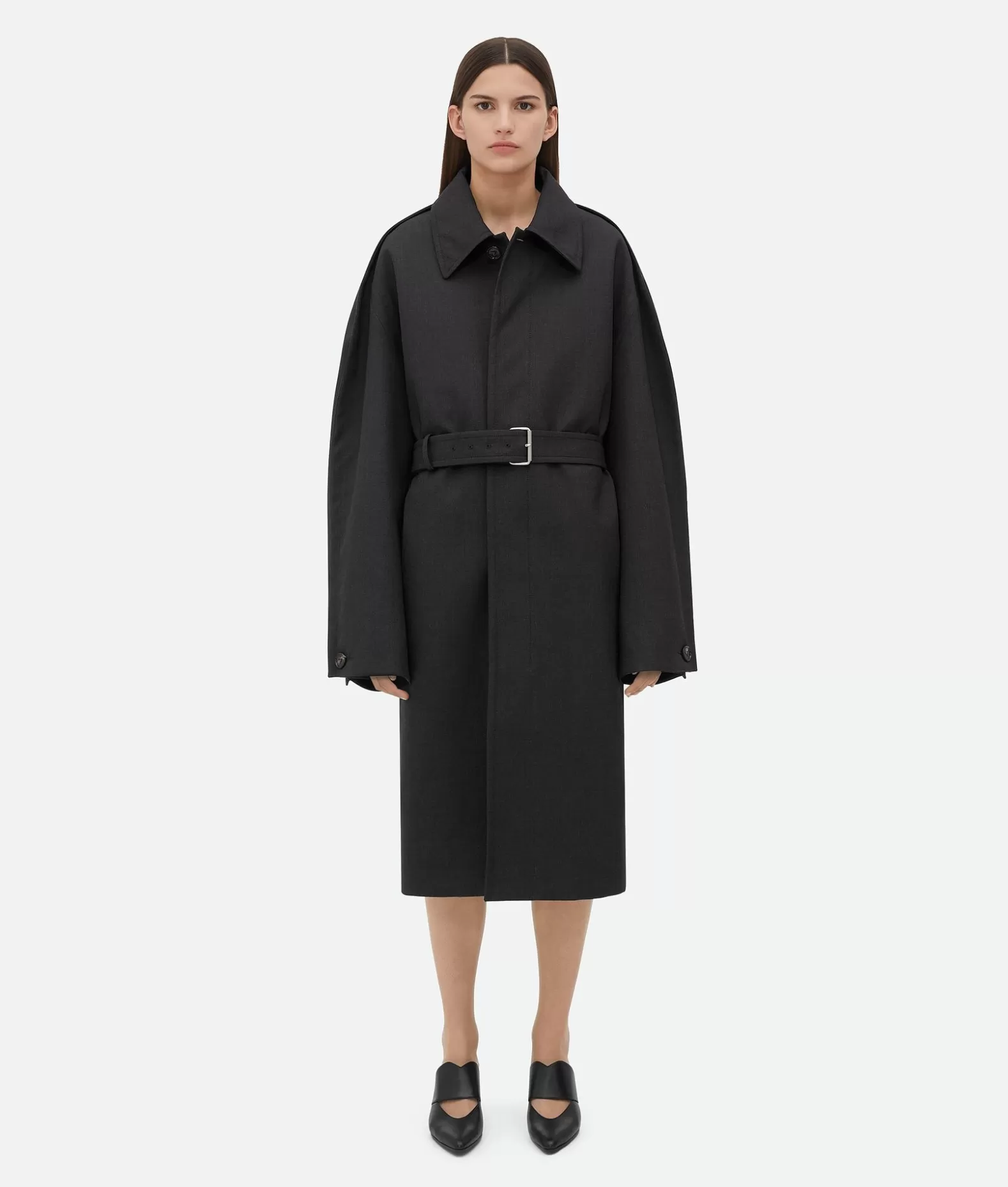 Cappotti^Bottega Veneta Cappotto In Lana E Cotone Foderato Charcoal mel/juniper