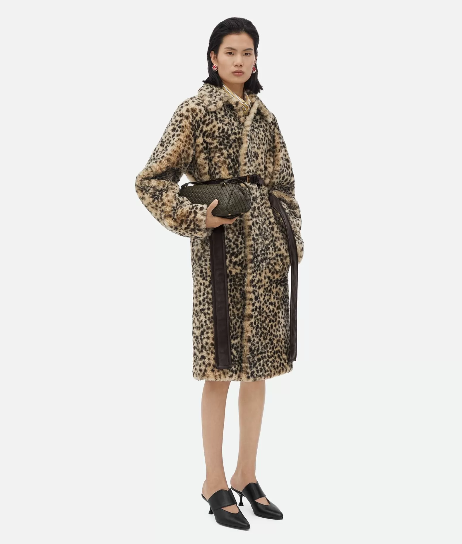 Cappotti^Bottega Veneta Cappotto In Shearling Con Stampa Leopardata Black/birch