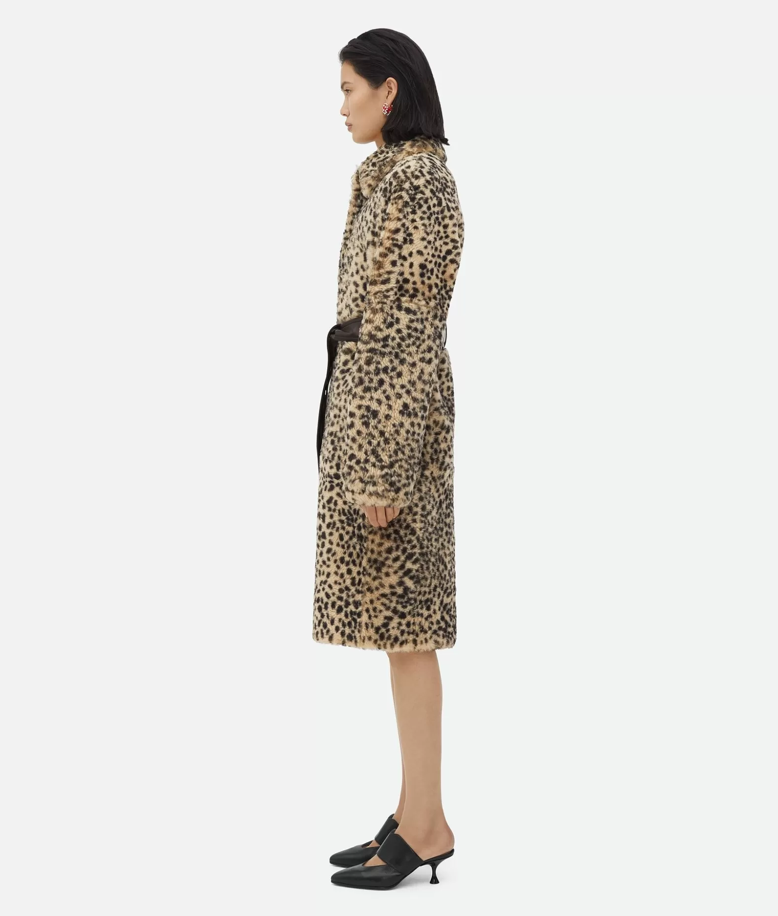 Cappotti^Bottega Veneta Cappotto In Shearling Con Stampa Leopardata Black/birch