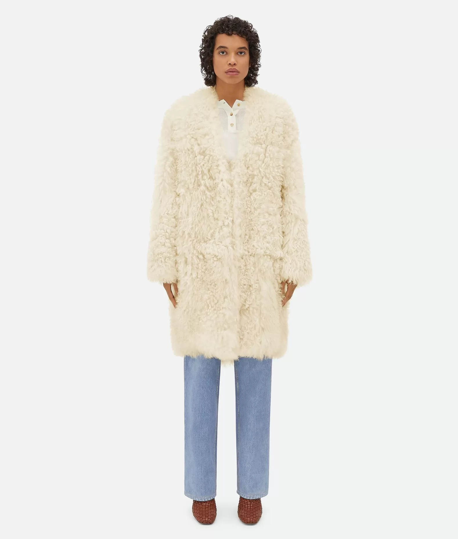 Cappotti^Bottega Veneta Cappotto In Shearling Riccio Ivory