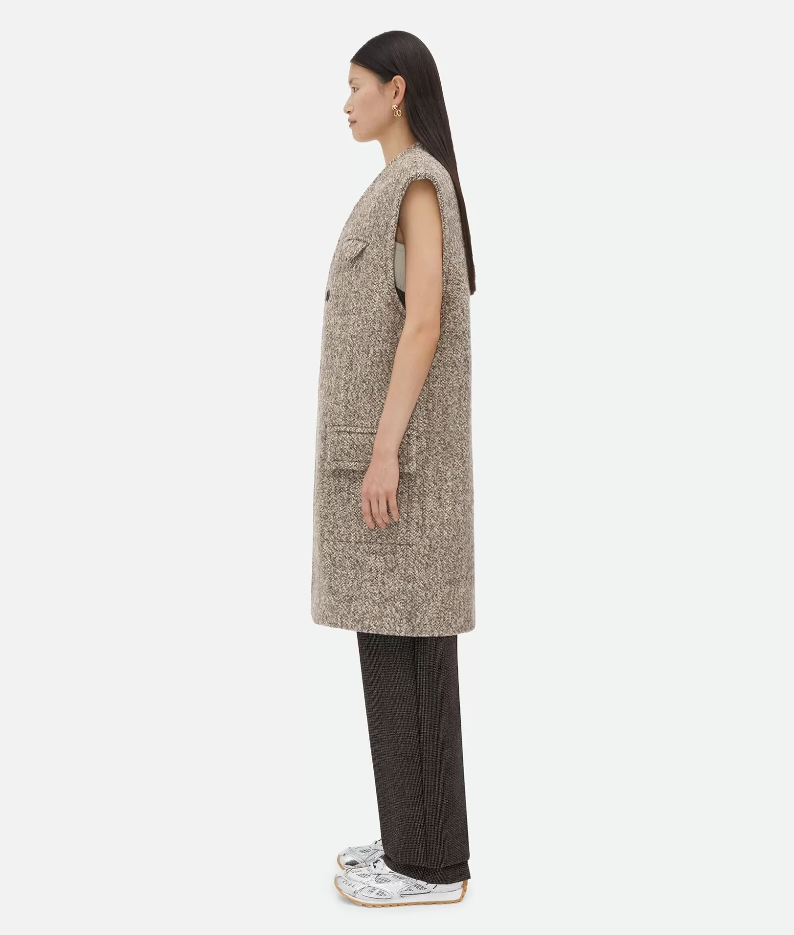 Cappotti^Bottega Veneta Cappotto Smanicato In Feltro Di Lana Multicolore Light brown/grey