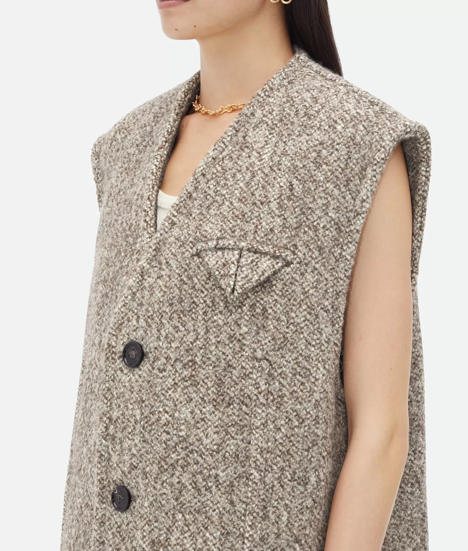 Cappotti^Bottega Veneta Cappotto Smanicato In Feltro Di Lana Multicolore Light brown/grey