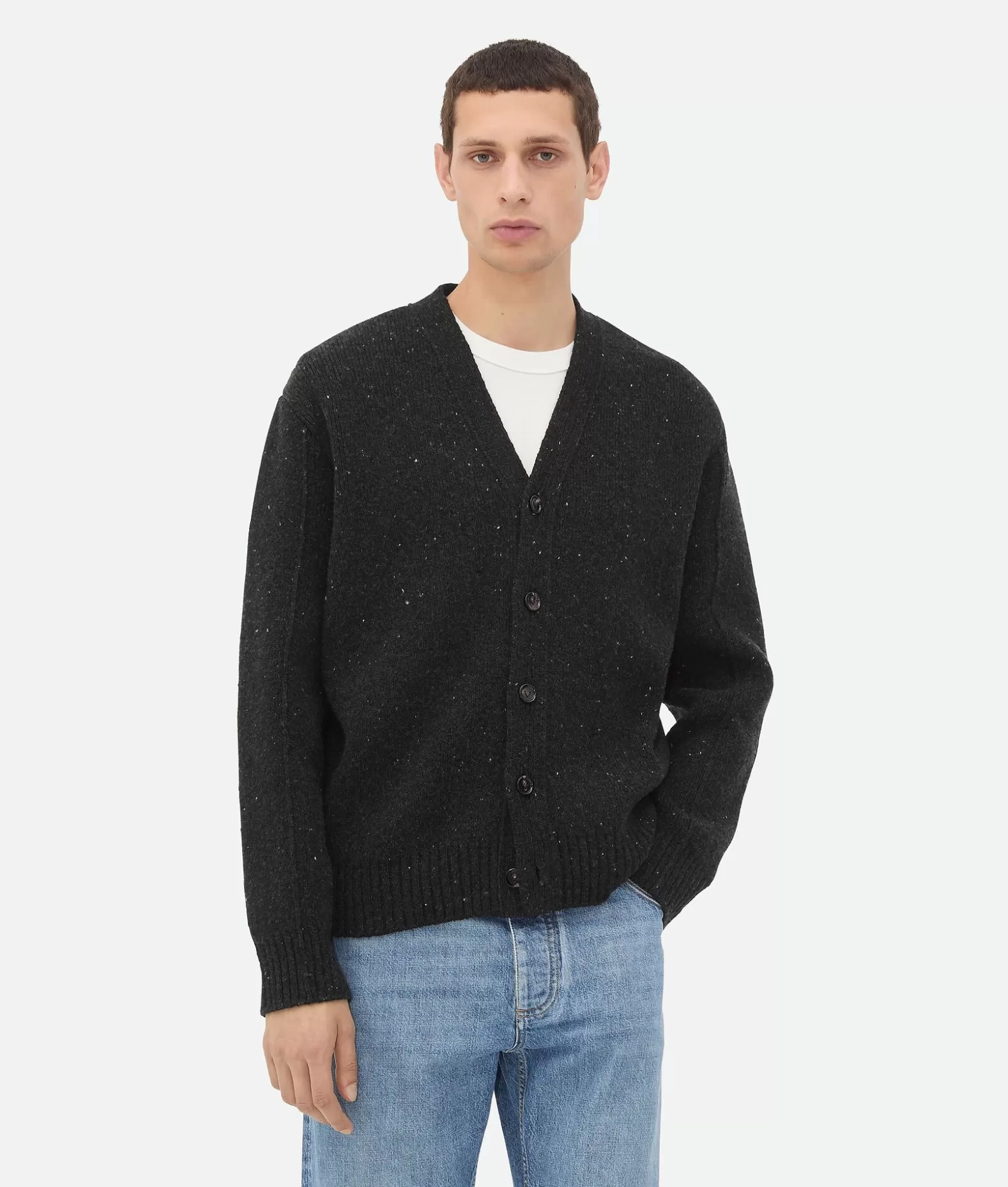 Maglieria^Bottega Veneta Cardigan In Lana Sartoriale Dark grey melange