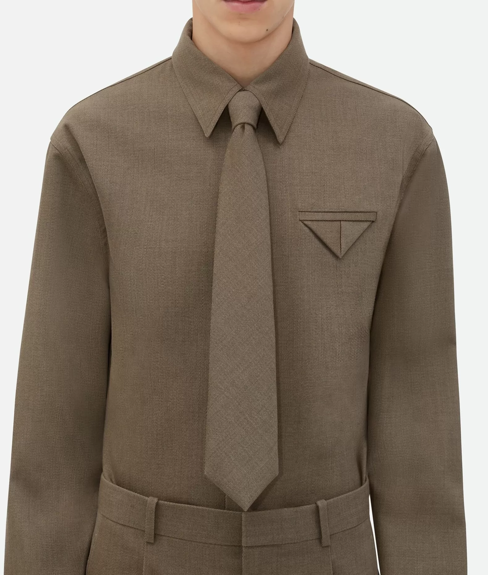 Sciarpe E Cravatte^Bottega Veneta Cravatta In Twill Di Lana Grey/ochre melange