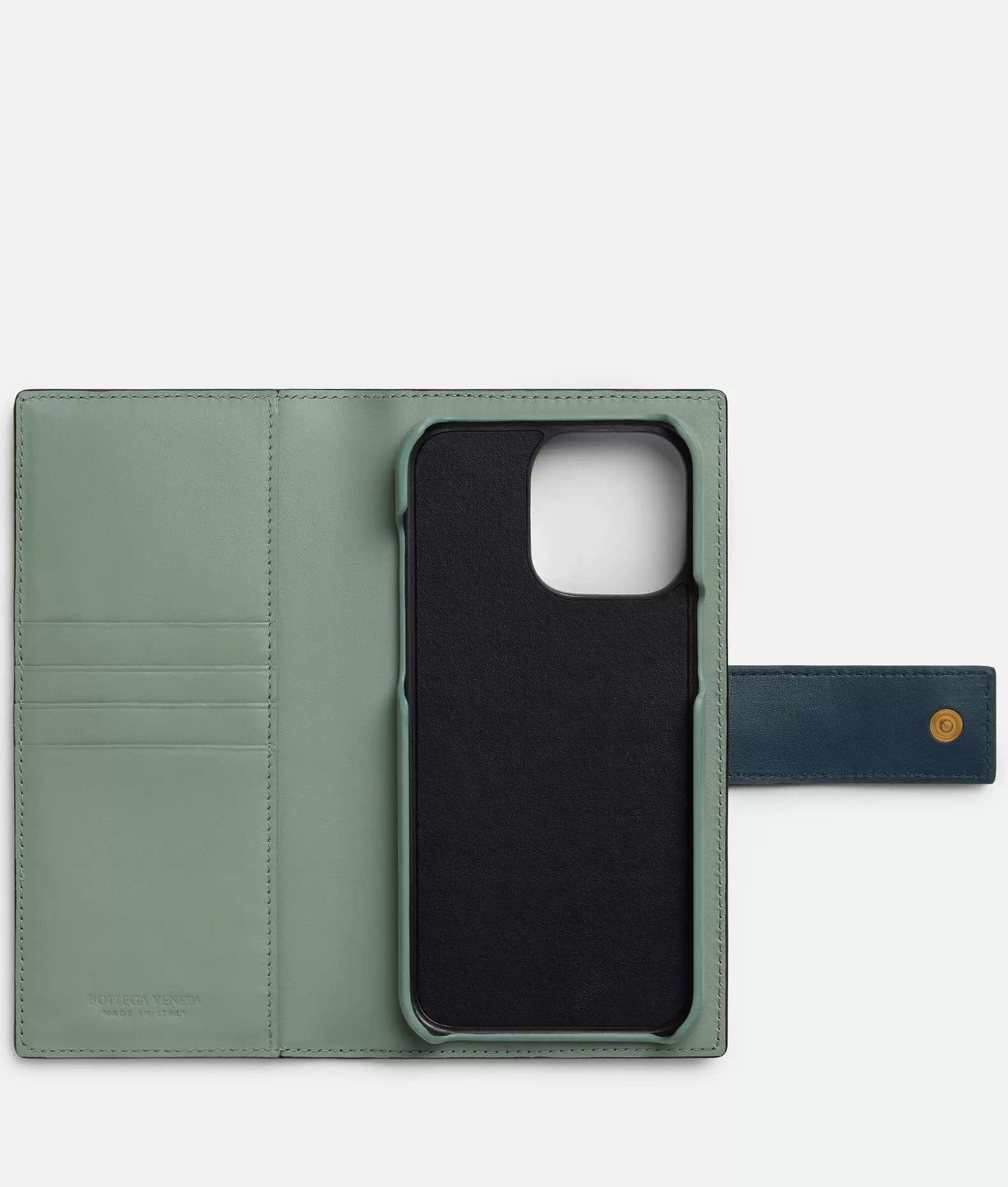 Tech^Bottega Veneta Custodia Tag Per IPhone 15 Pro Max Fondant / Deep blue / New sauge
