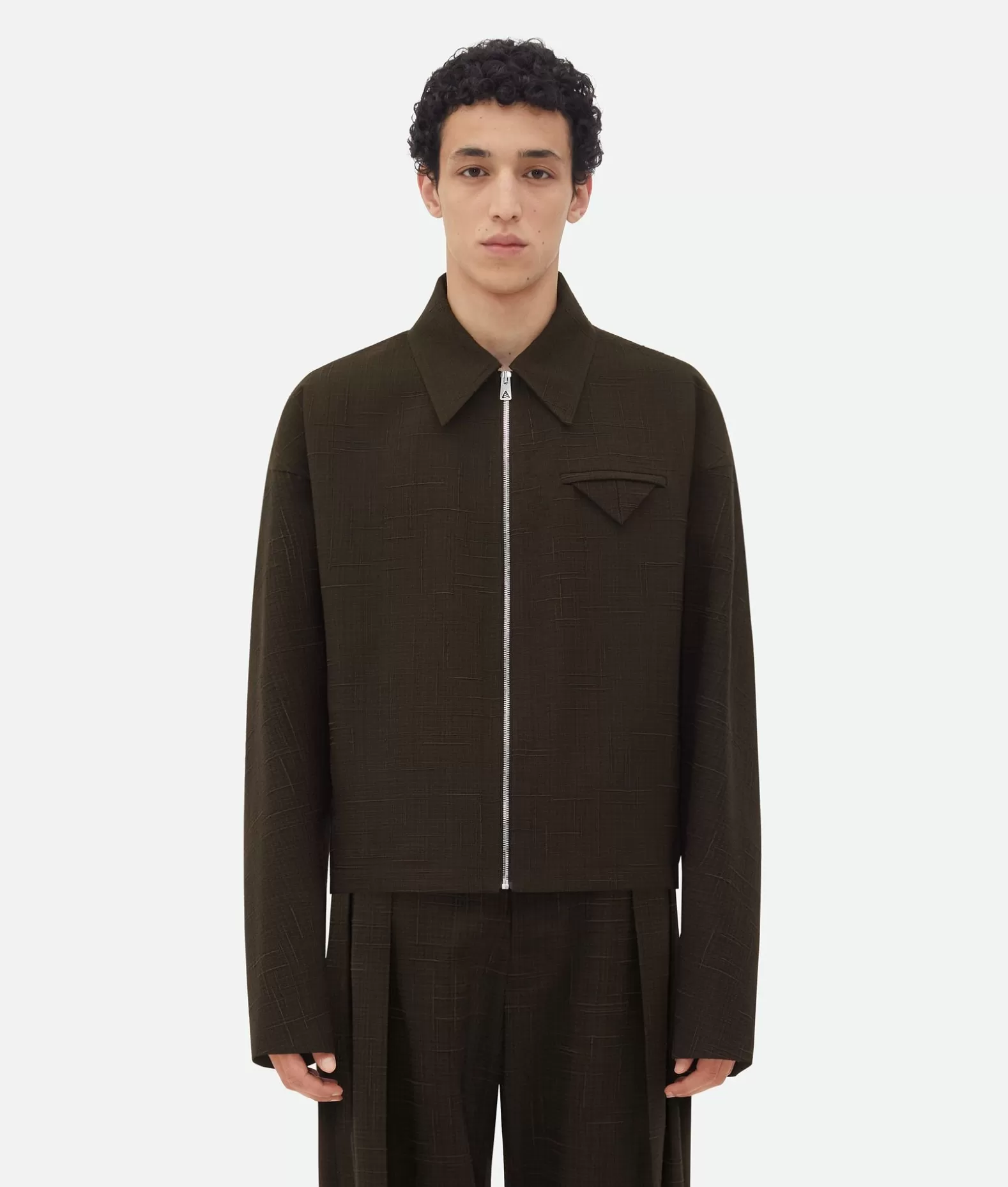 Giacche^Bottega Veneta Giacca A Kimono In Seta E Viscosa Con Motivo Incrociato Fondant / Black melange