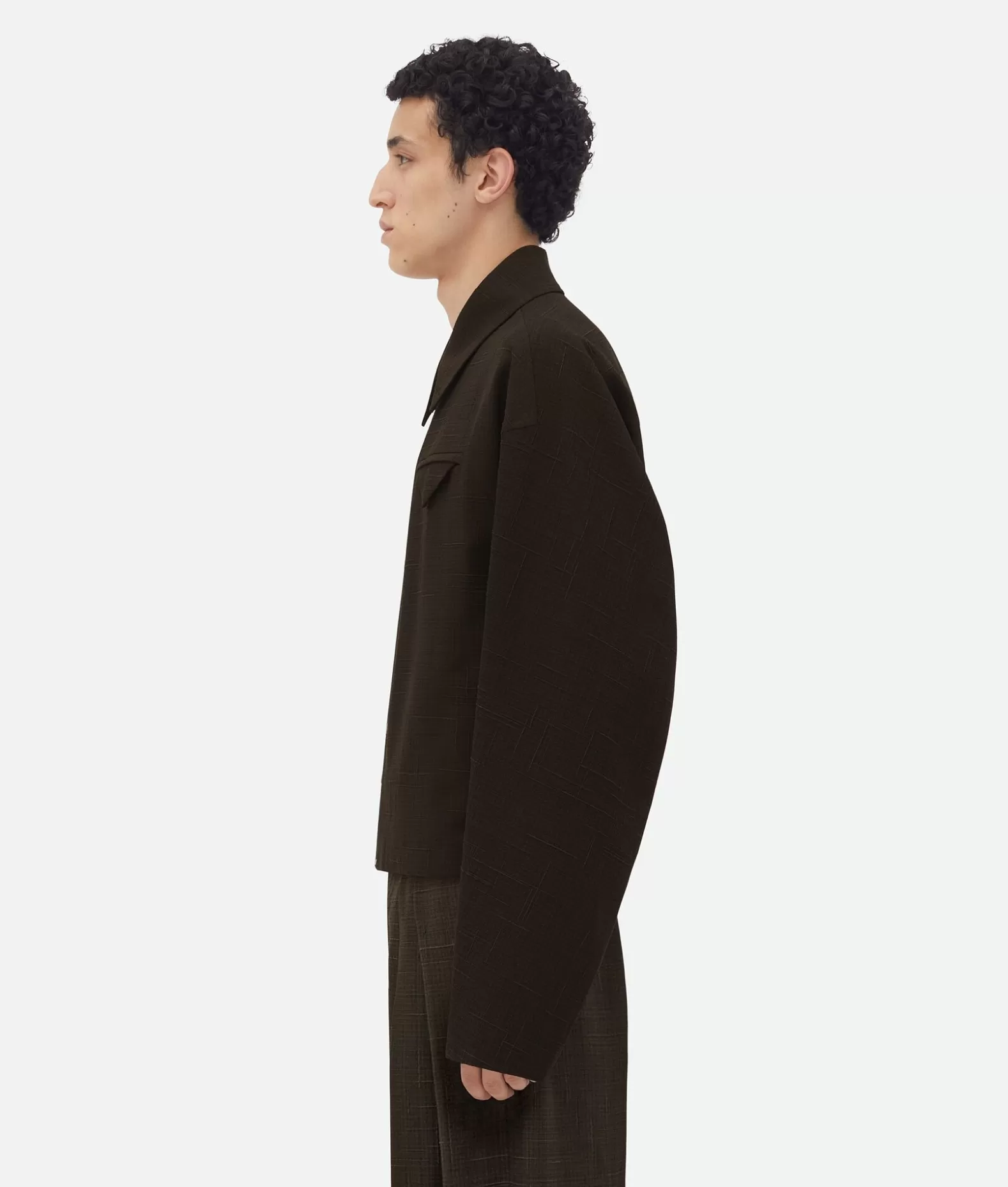 Giacche^Bottega Veneta Giacca A Kimono In Seta E Viscosa Con Motivo Incrociato Fondant / Black melange