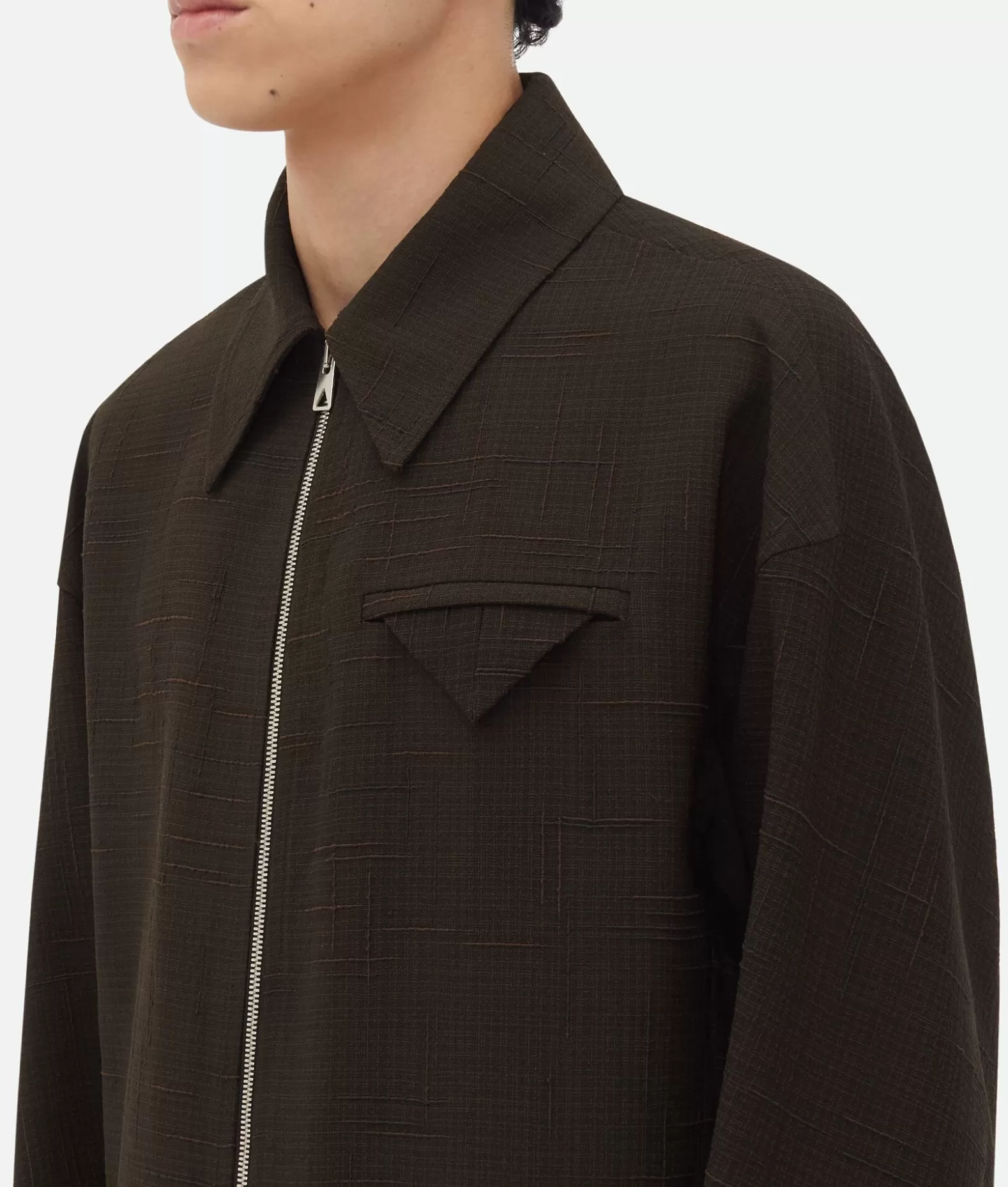Giacche^Bottega Veneta Giacca A Kimono In Seta E Viscosa Con Motivo Incrociato Fondant / Black melange