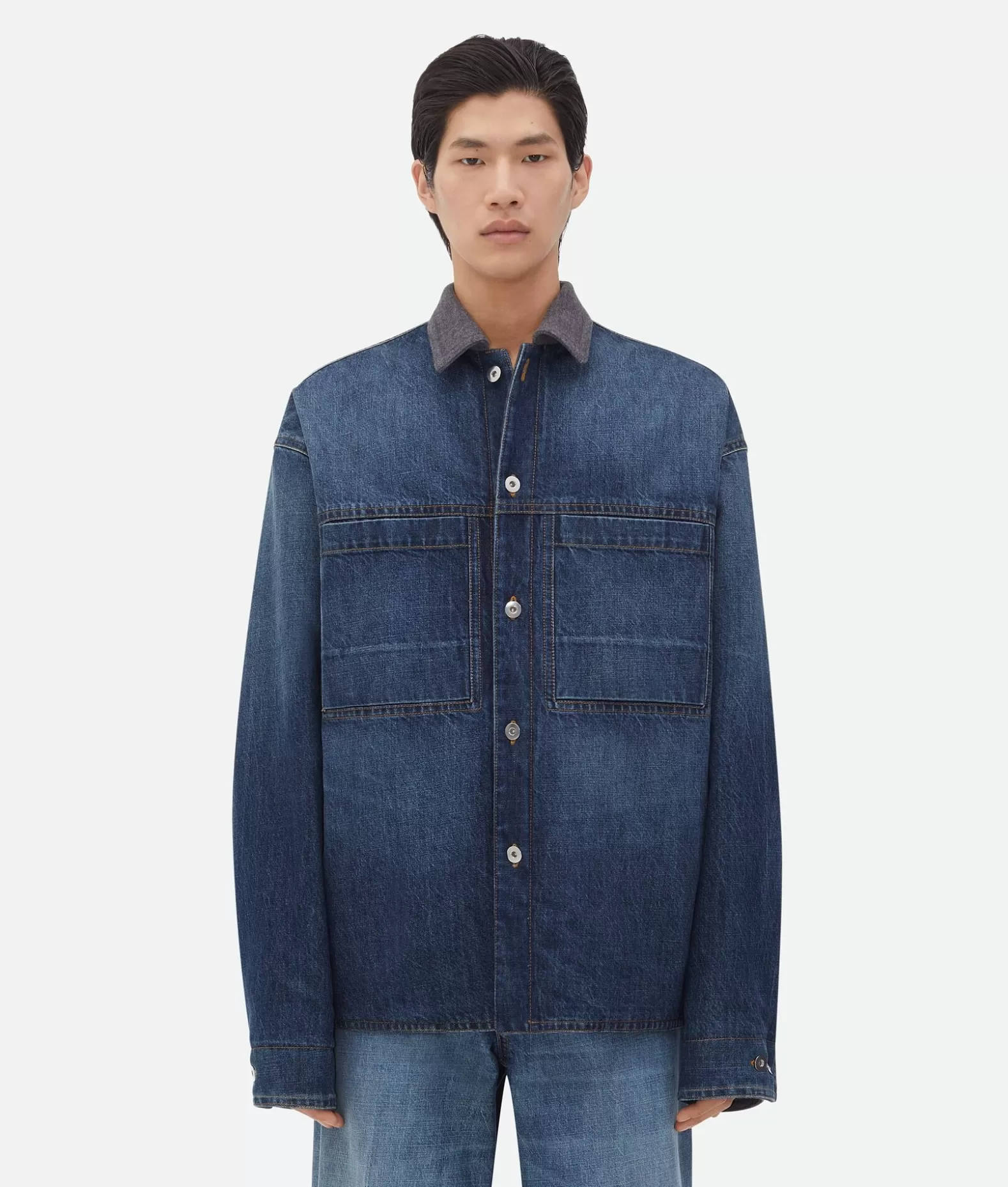 Denim | Giacche^Bottega Veneta Giacca Double Face In Denim E Lana Mid blue/grey melange