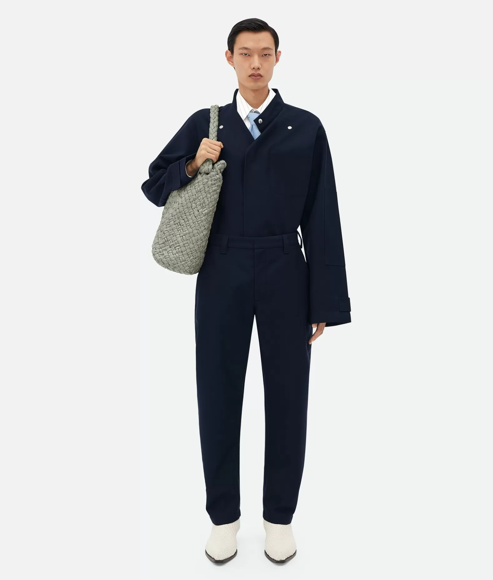 Giacche^Bottega Veneta Giacca Foderata In Lana E Cotone Navy / Black