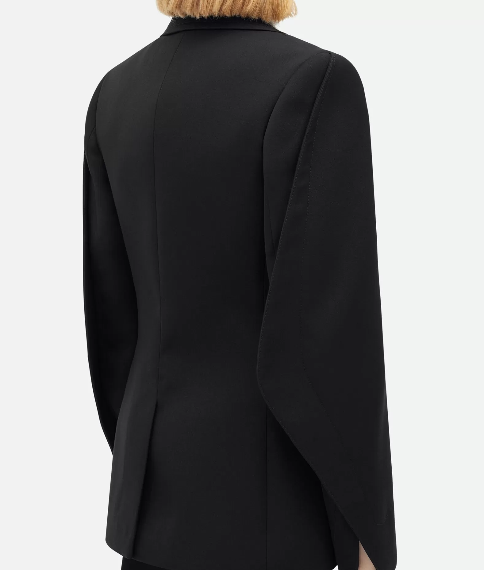 Giacche^Bottega Veneta Giacca In Lana Con Maniche Curve E Colletto A Contrasto Black