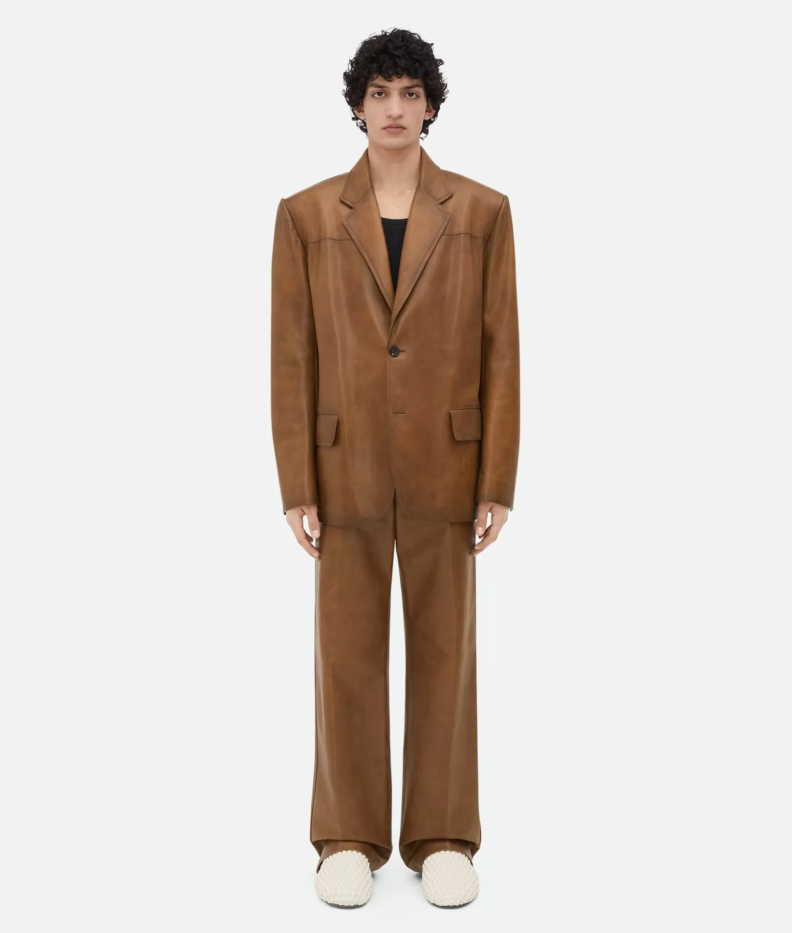 Giacche | Pelle^Bottega Veneta Giacca In Pelle Effetto Vintage Teak wood