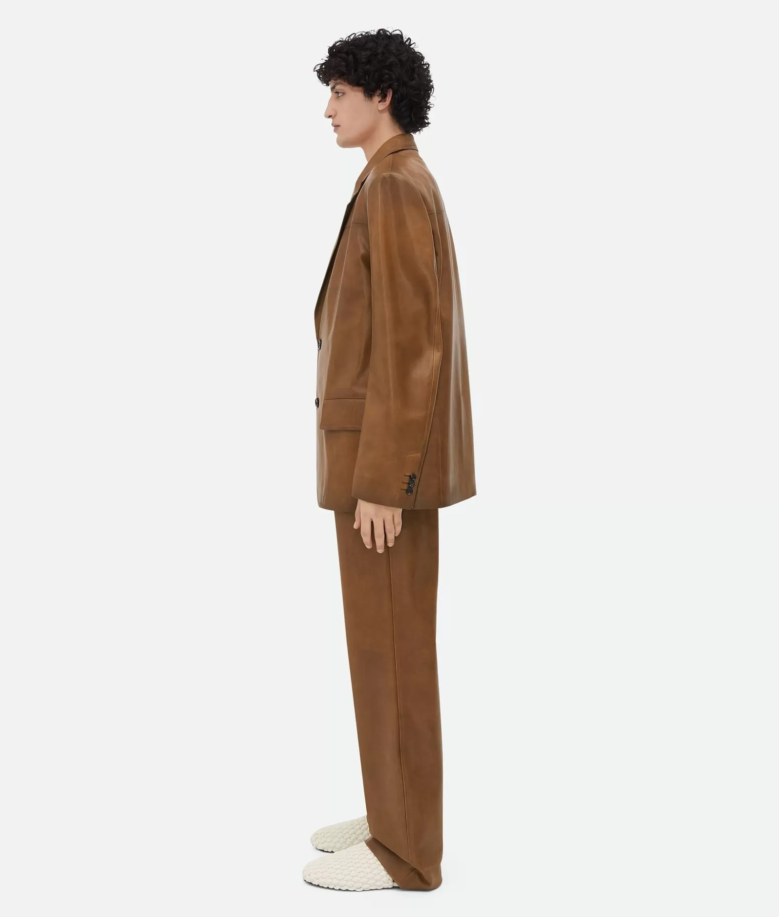 Giacche | Pelle^Bottega Veneta Giacca In Pelle Effetto Vintage Teak wood