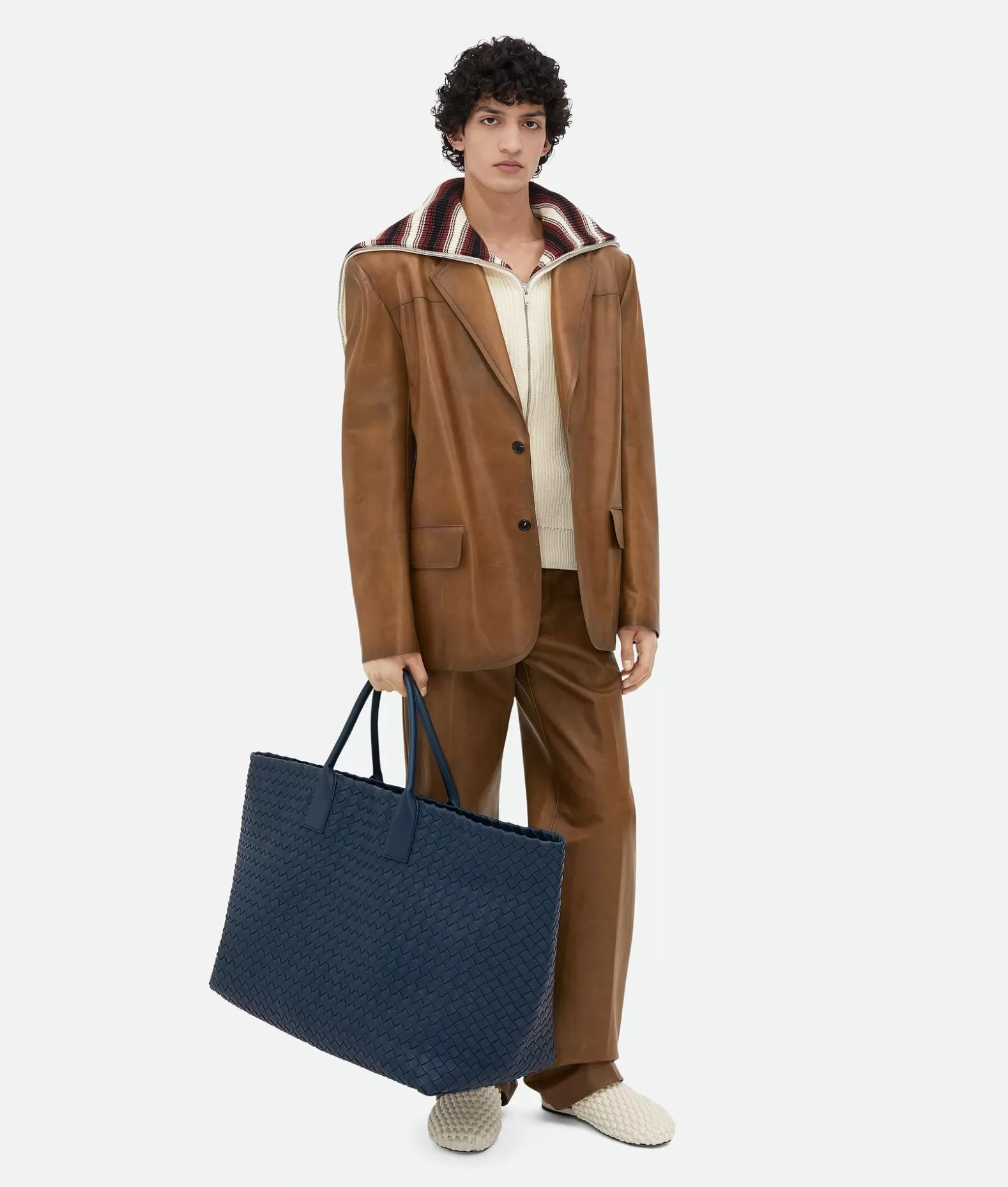 Giacche | Pelle^Bottega Veneta Giacca In Pelle Effetto Vintage Teak wood