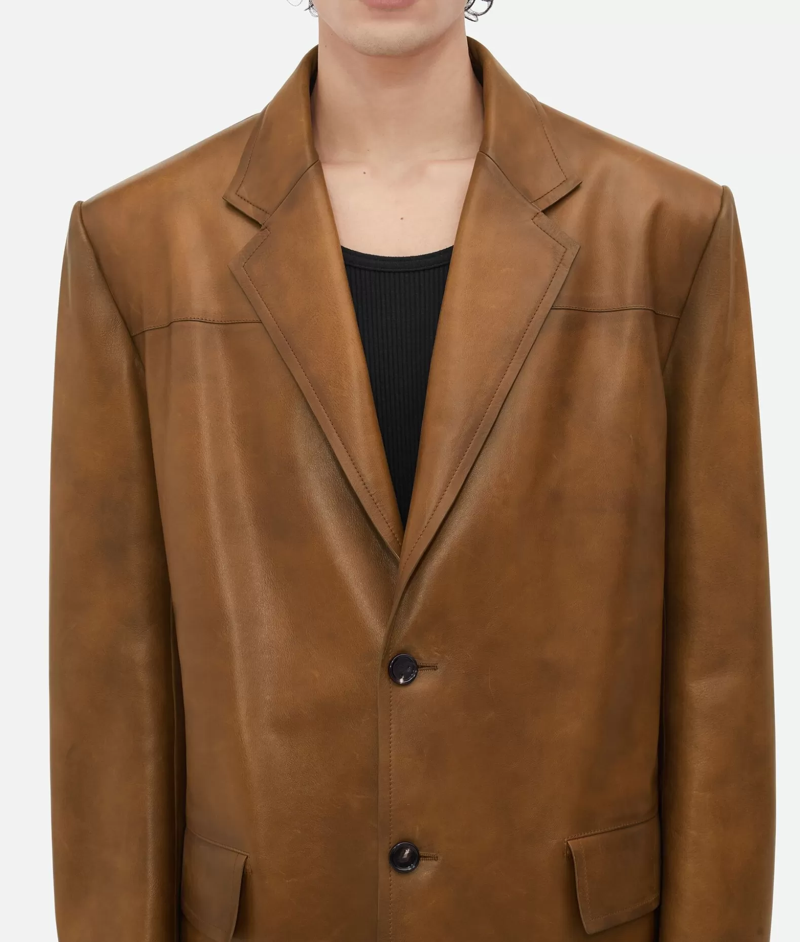 Giacche | Pelle^Bottega Veneta Giacca In Pelle Effetto Vintage Teak wood