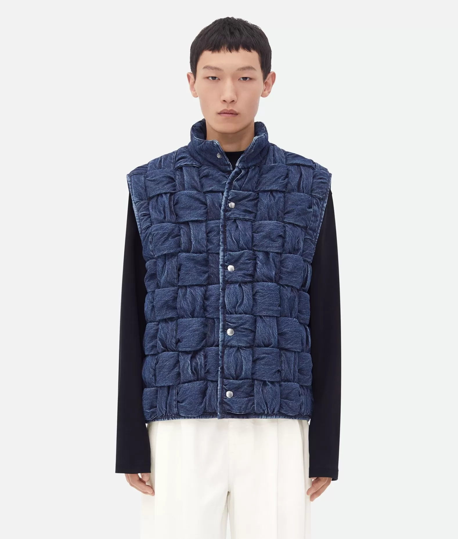 Denim^Bottega Veneta Gilet In Denim Intrecciato Indigo