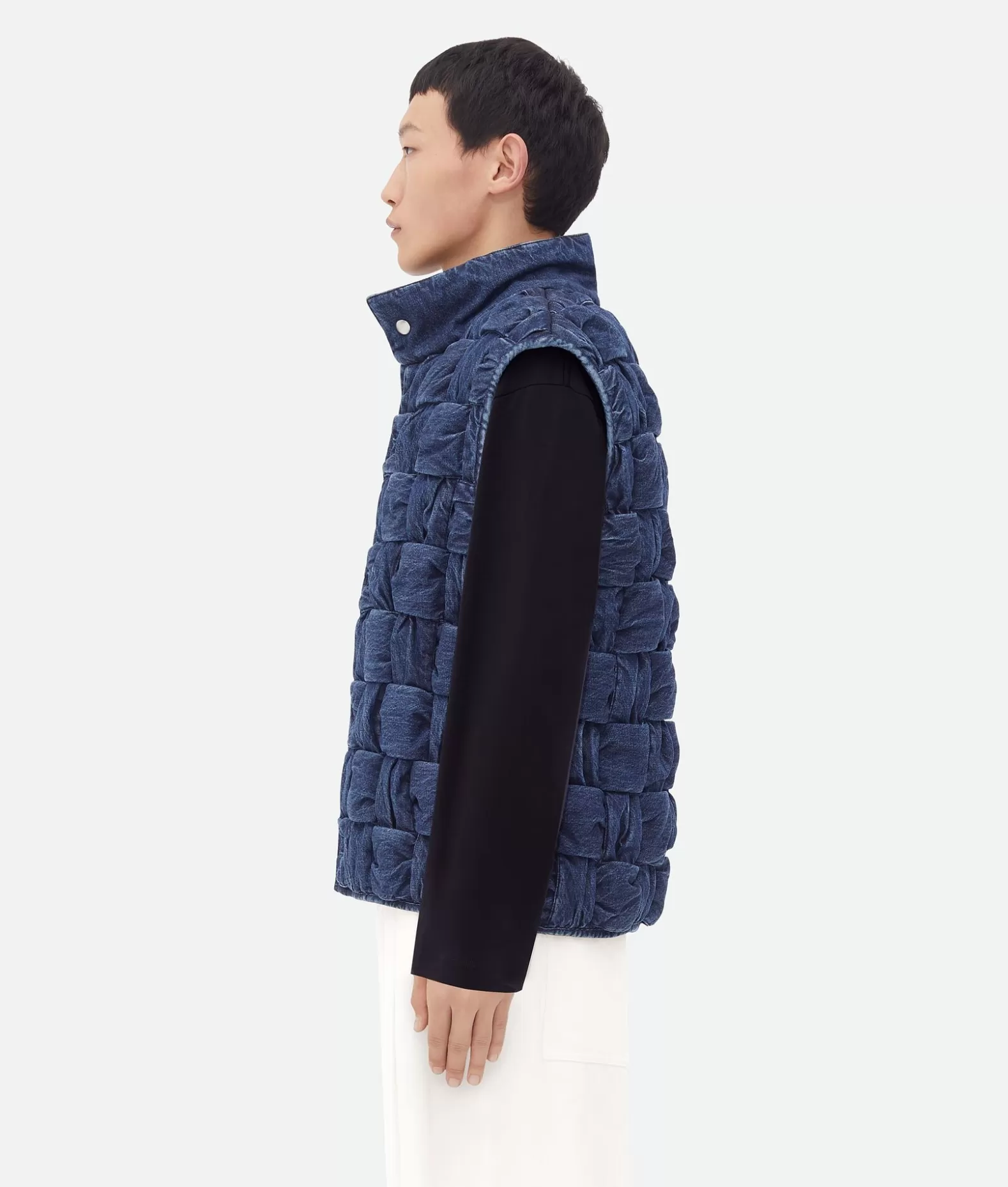 Denim^Bottega Veneta Gilet In Denim Intrecciato Indigo