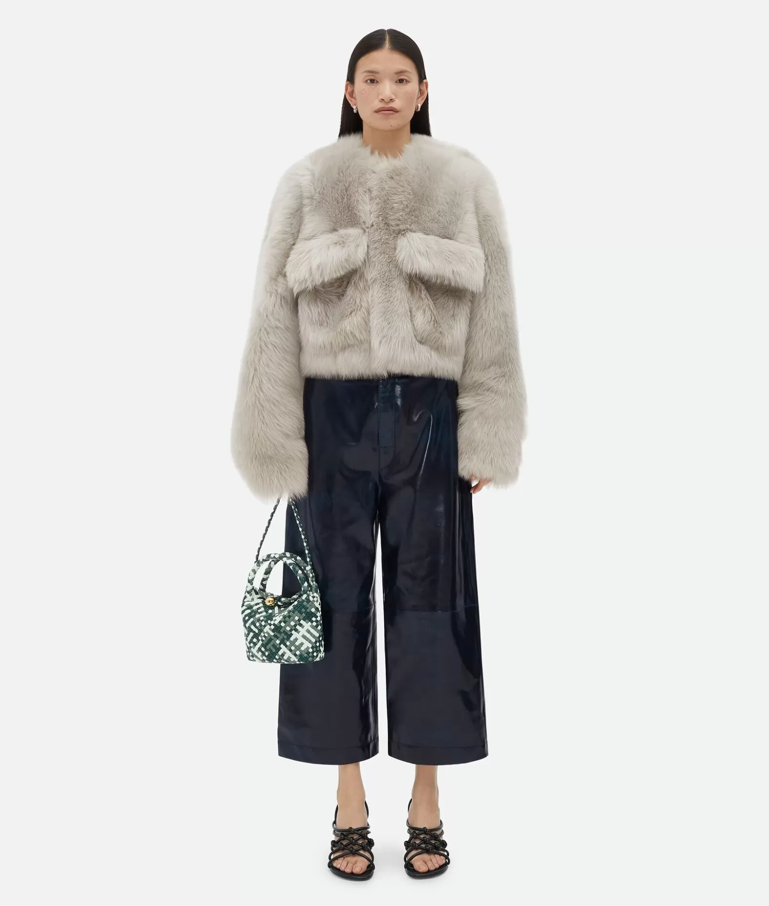 Cappotti^Bottega Veneta Giubbotto Cropped Toscana In Shearling Metallic mist