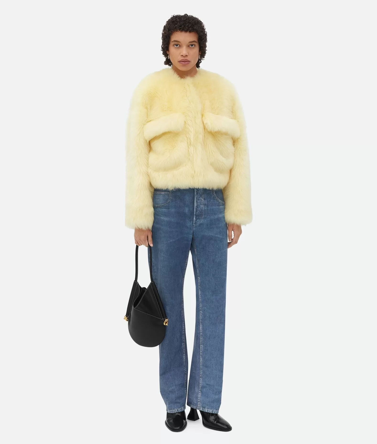 Cappotti^Bottega Veneta Giubbotto Cropped Toscana In Shearling Pale yellow