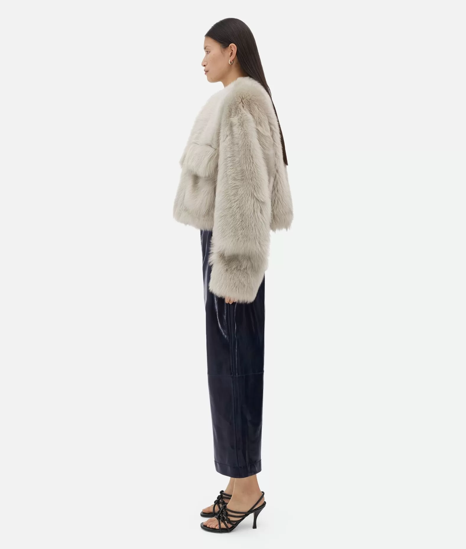 Cappotti^Bottega Veneta Giubbotto Cropped Toscana In Shearling Metallic mist