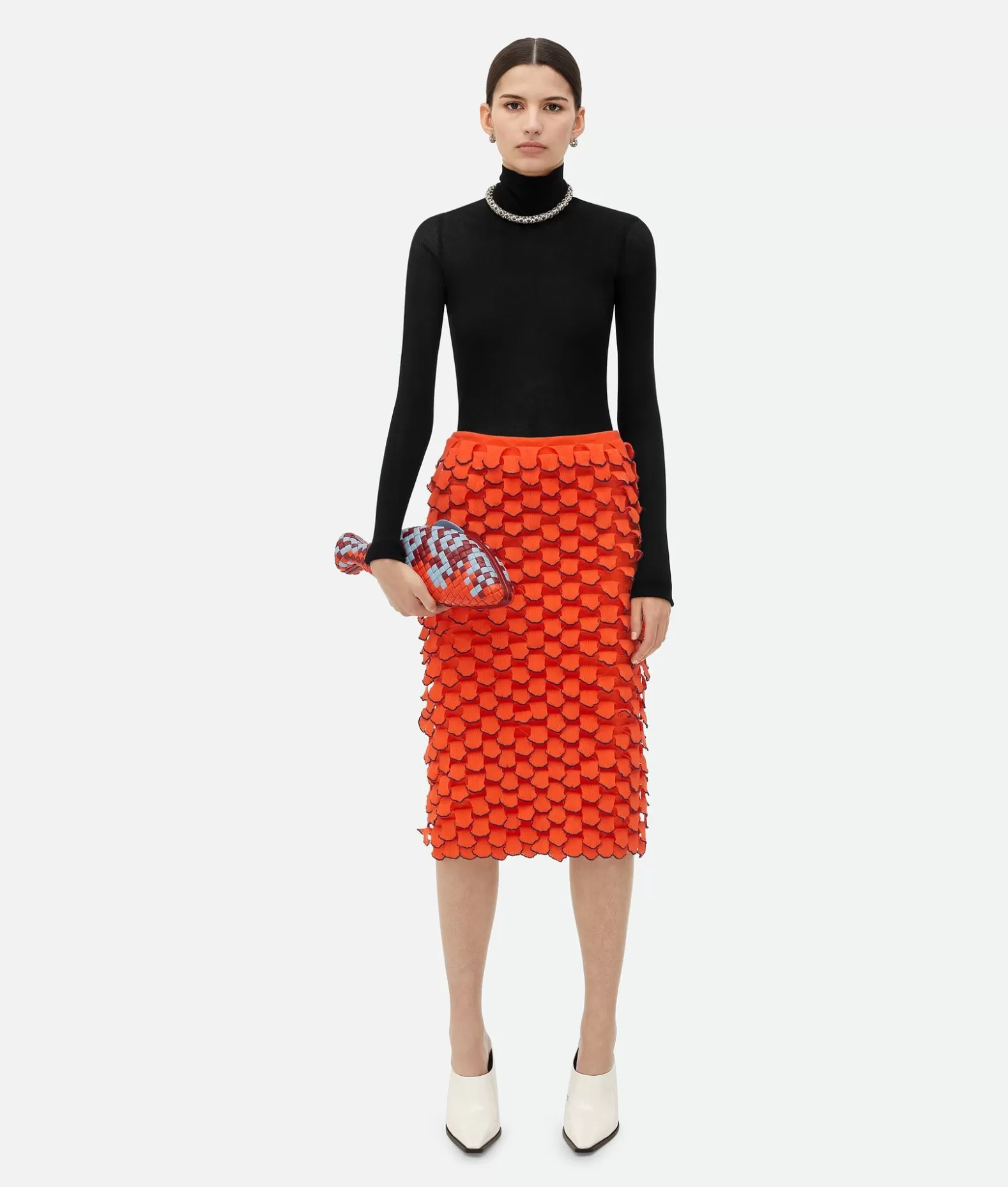 Gonne^Bottega Veneta Gonna In Cotone A Punto Squama Orange sky/navy