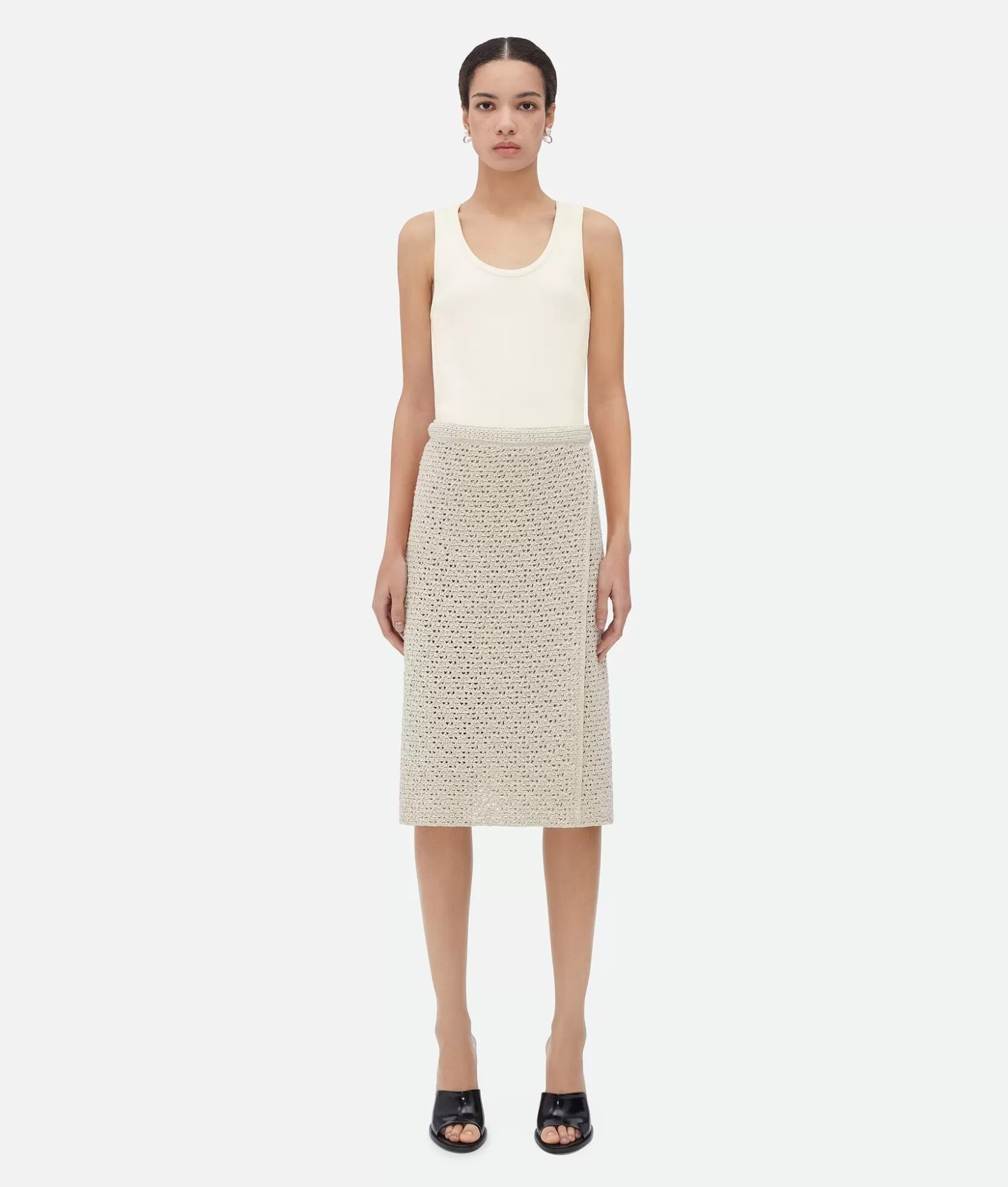 Gonne^Bottega Veneta Gonna In Cotone Effetto Crochet Bone/cloud